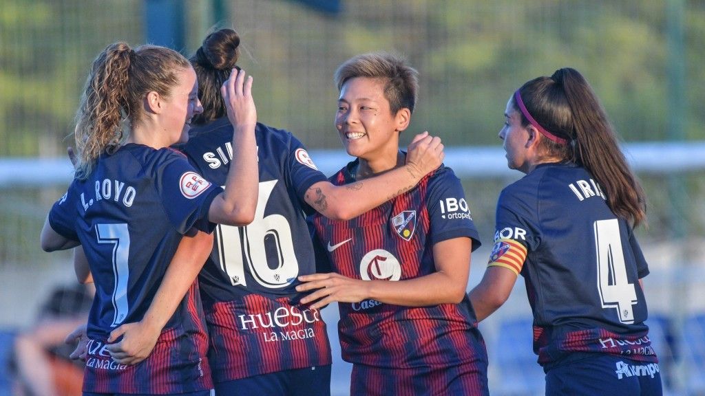 El Huesca celebra un gol.
