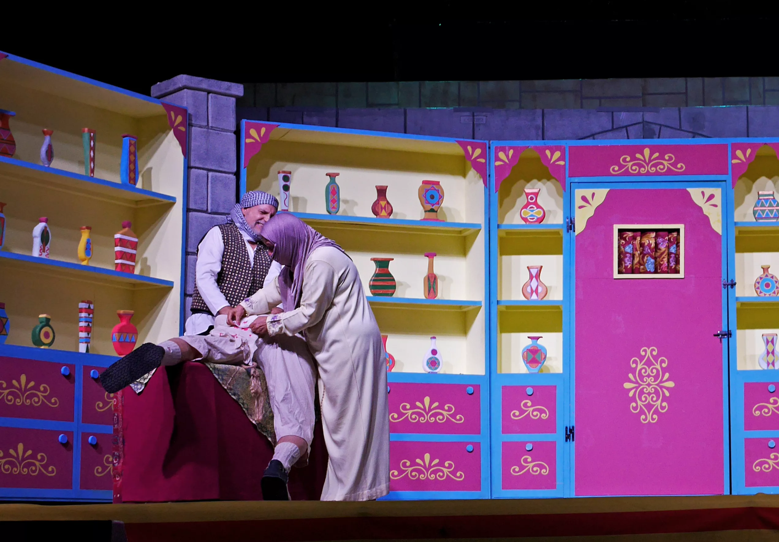 Representación teatral en Graus. Foto: Miguel Clavería