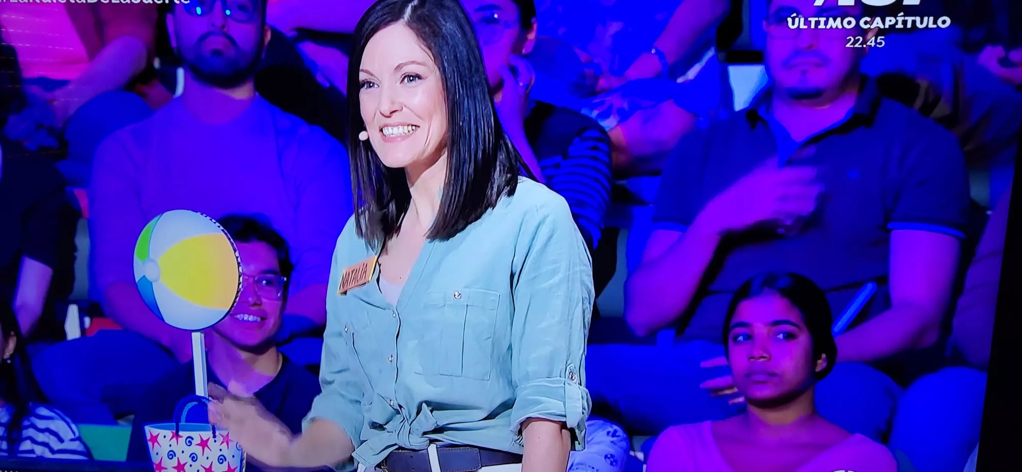 Natalia en su participación en La Ruleta de la Suerte