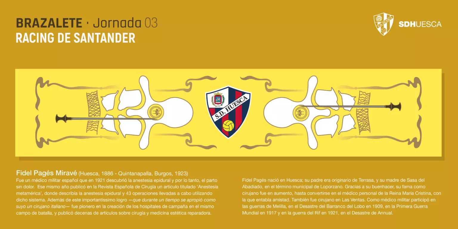 Brazalete para el Racing-Huesca de este lunes. Brazalete para el Racing-Huesca de este lunes.