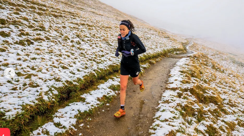 Virginia Pérez en un momento de la UTMB Mont Blanc.