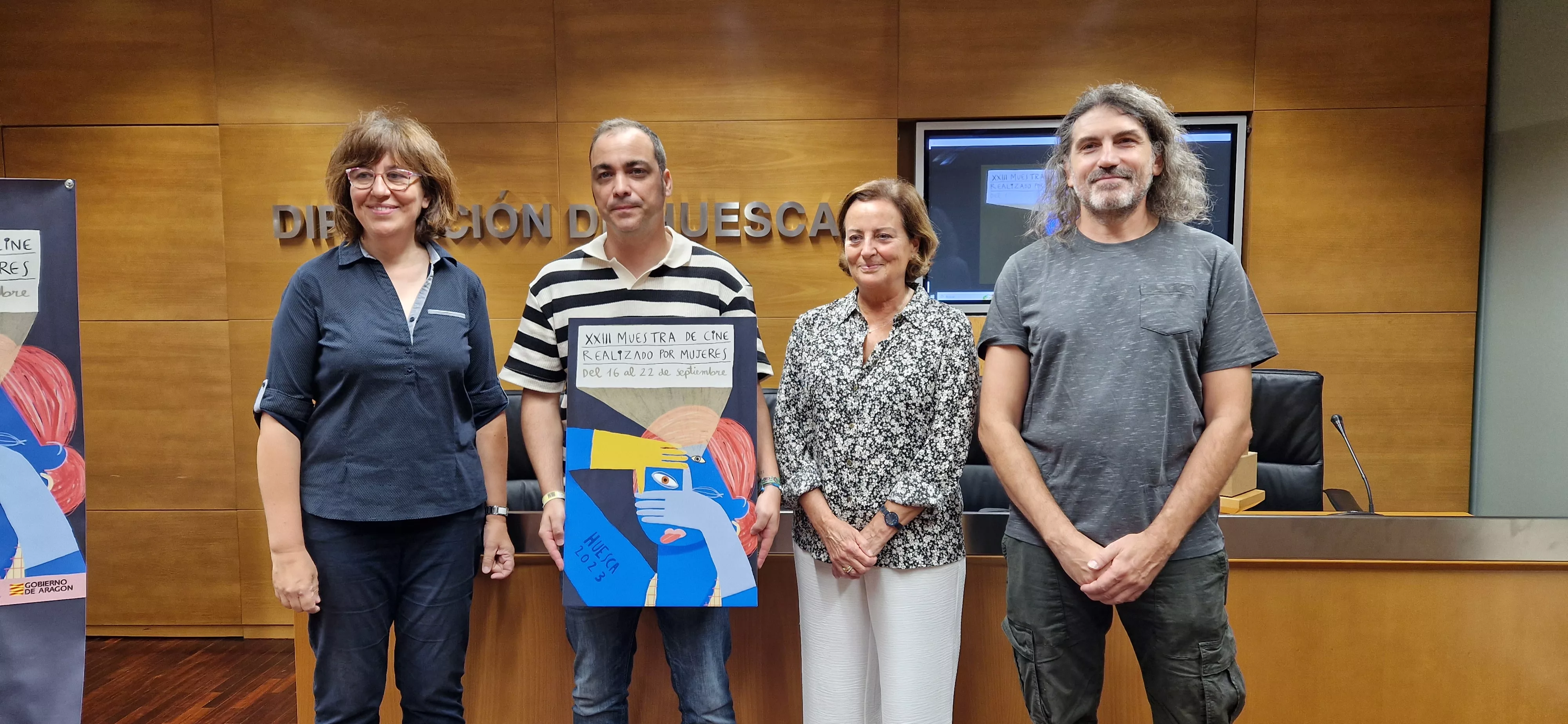 Chus Fenero, Carlos Sampériz, Teruca Moreno y David Rodríguez presentan la Muestra de Cine Realizado por Mujeres 2023. Foto Myriam Martínez