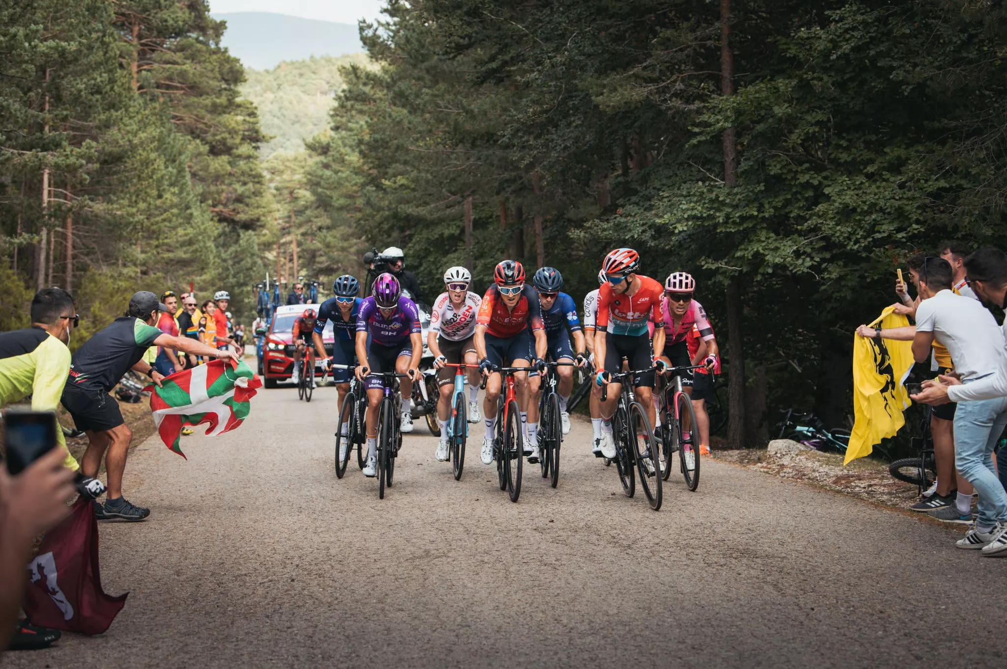 Un momento de la etapa de La Vuelta del pasado miércoles que se llevó Jesús Herrada (Cofidis). Foto:  Cxcling Creative Agency