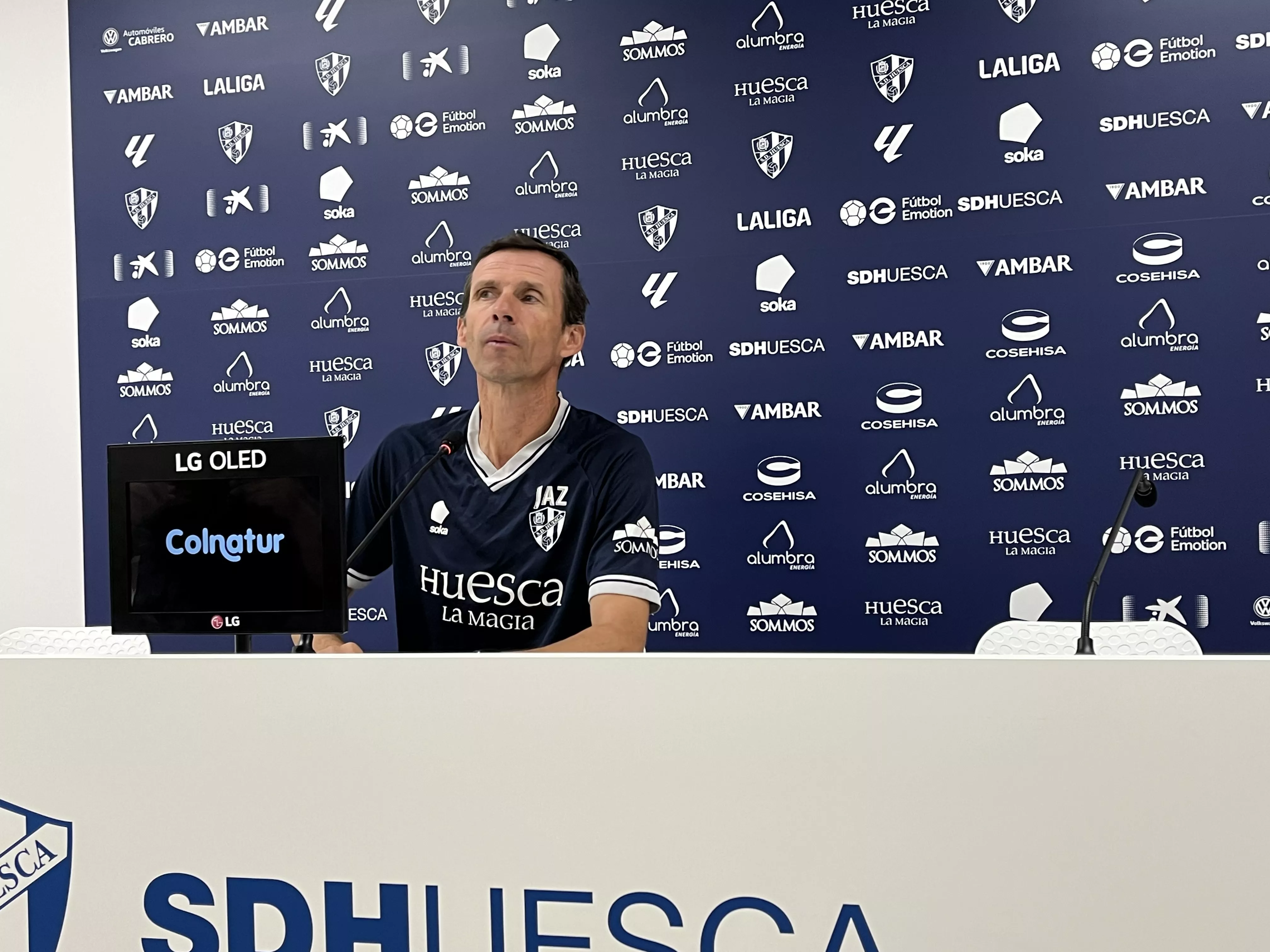 Cuco Ziganda, este viernes en rueda de prensa previa al partido del Sporting. Foto: Adrián Mora