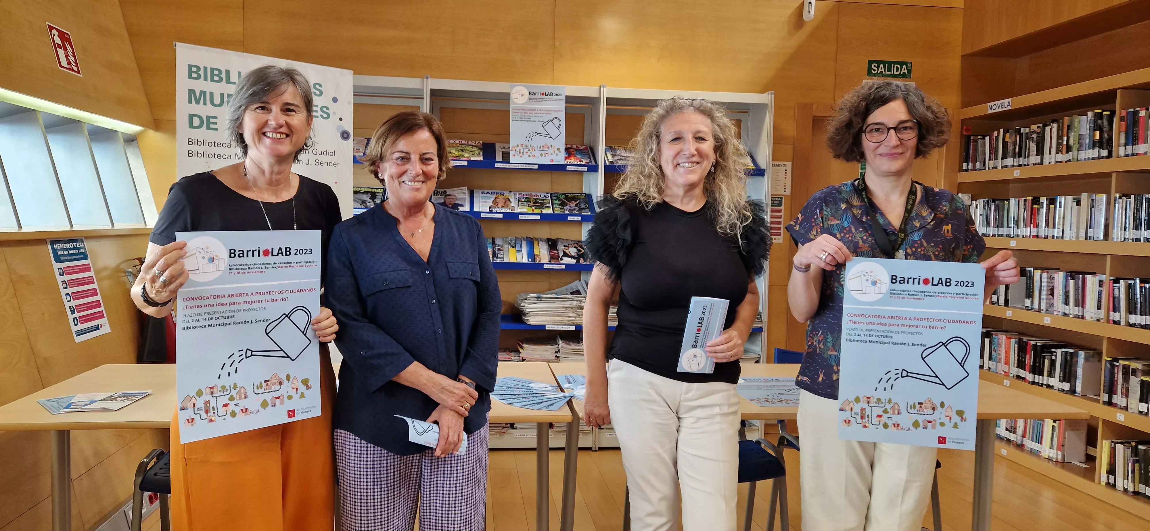 Alicia Rey, Teruca Moreno, Susana Oliván y Arancha Añaños han presentado una nueva convocatoria del Barriolab. Foto Myriam Martínez
