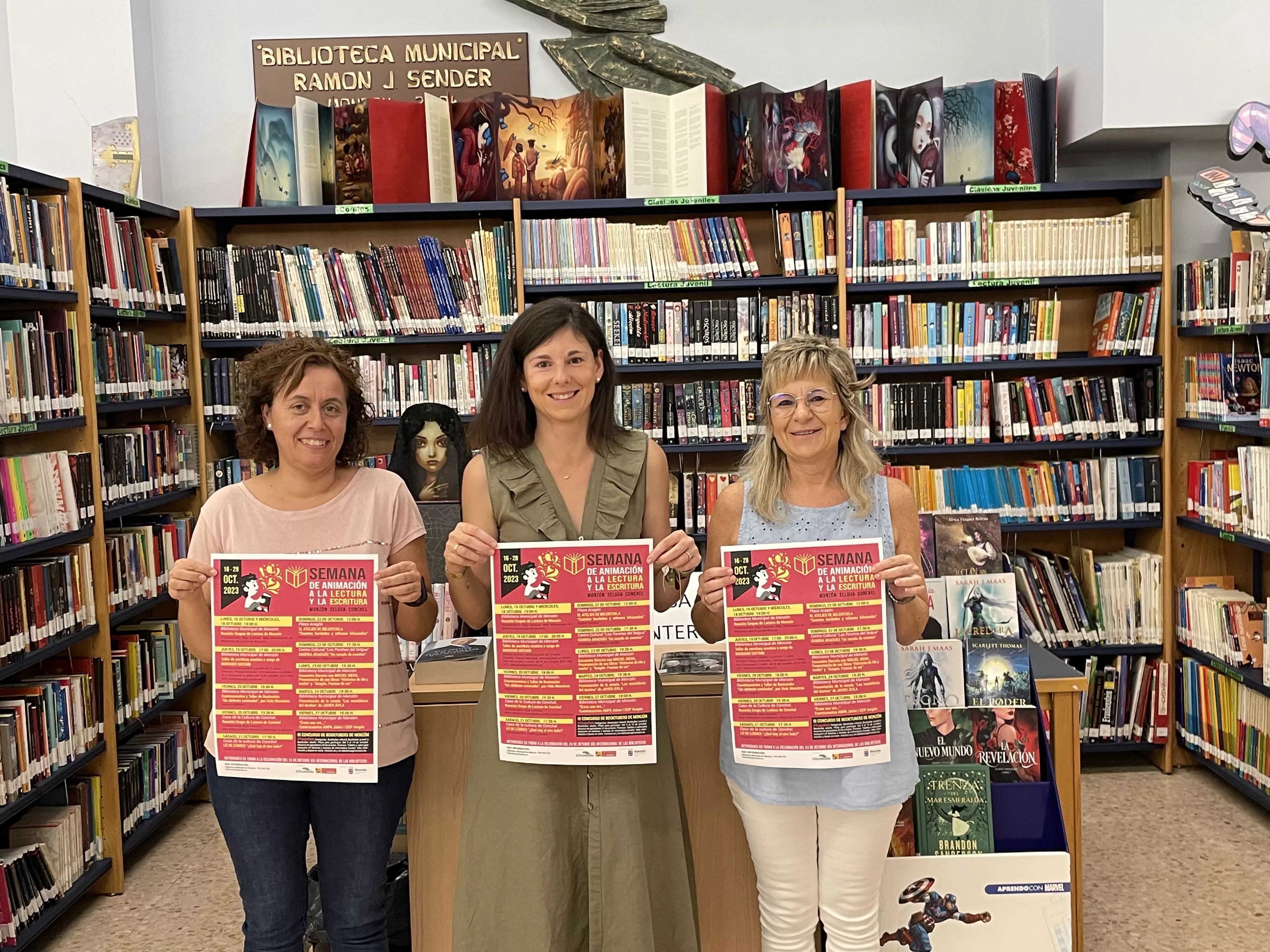 Lourdes Satué, Katia Hernández y Carol Delgado han presentado la Semana de Animación a la Lectura.