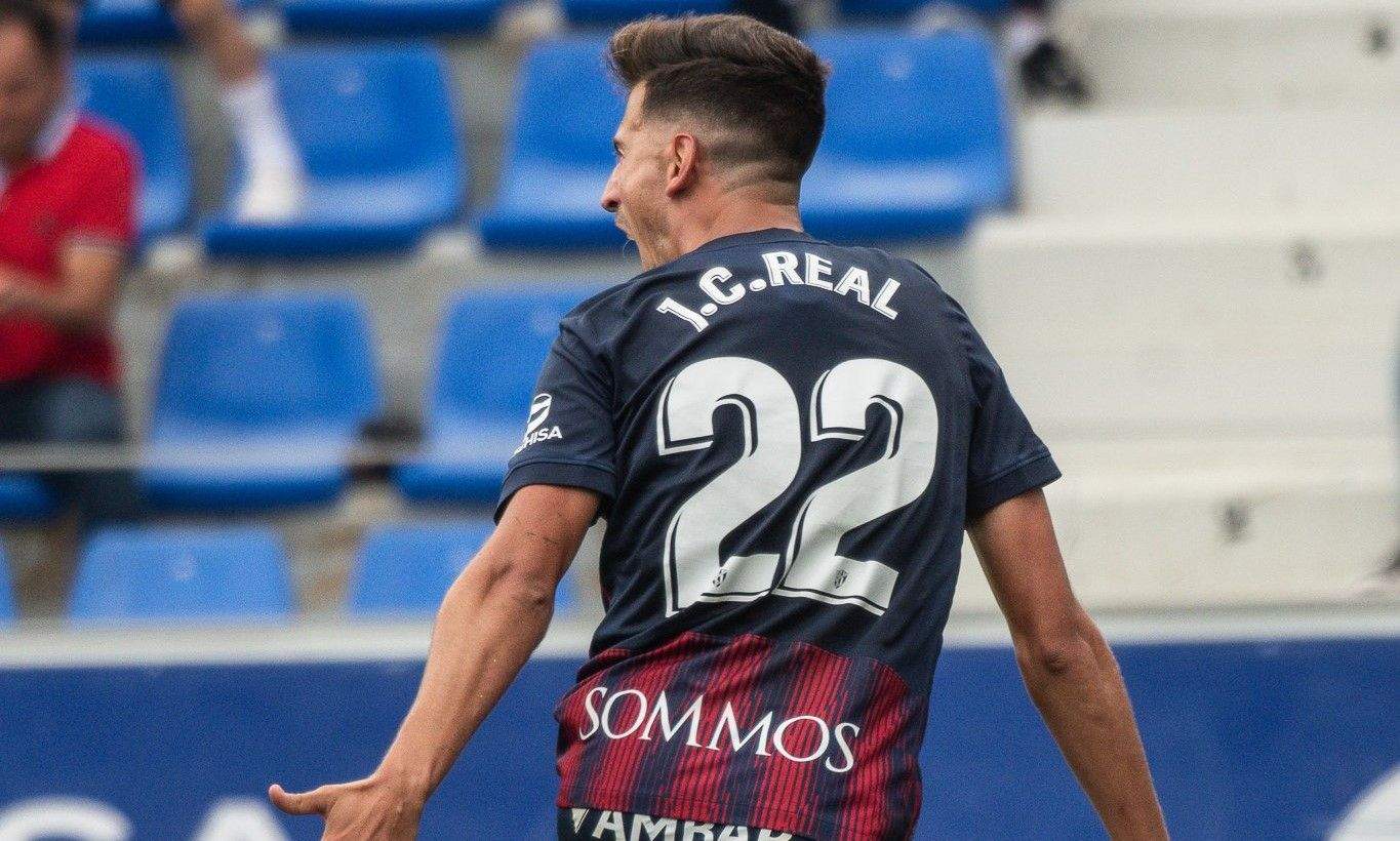 Juan Carlos Real celebra el gol ante el Leganés
