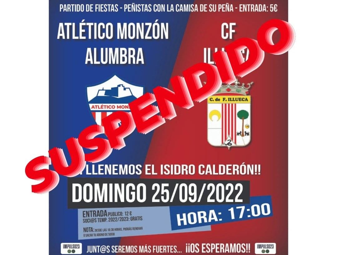 El partido entre el Atlético de Monzón y el Illueca se suspendió por una intoxicación alimentaria