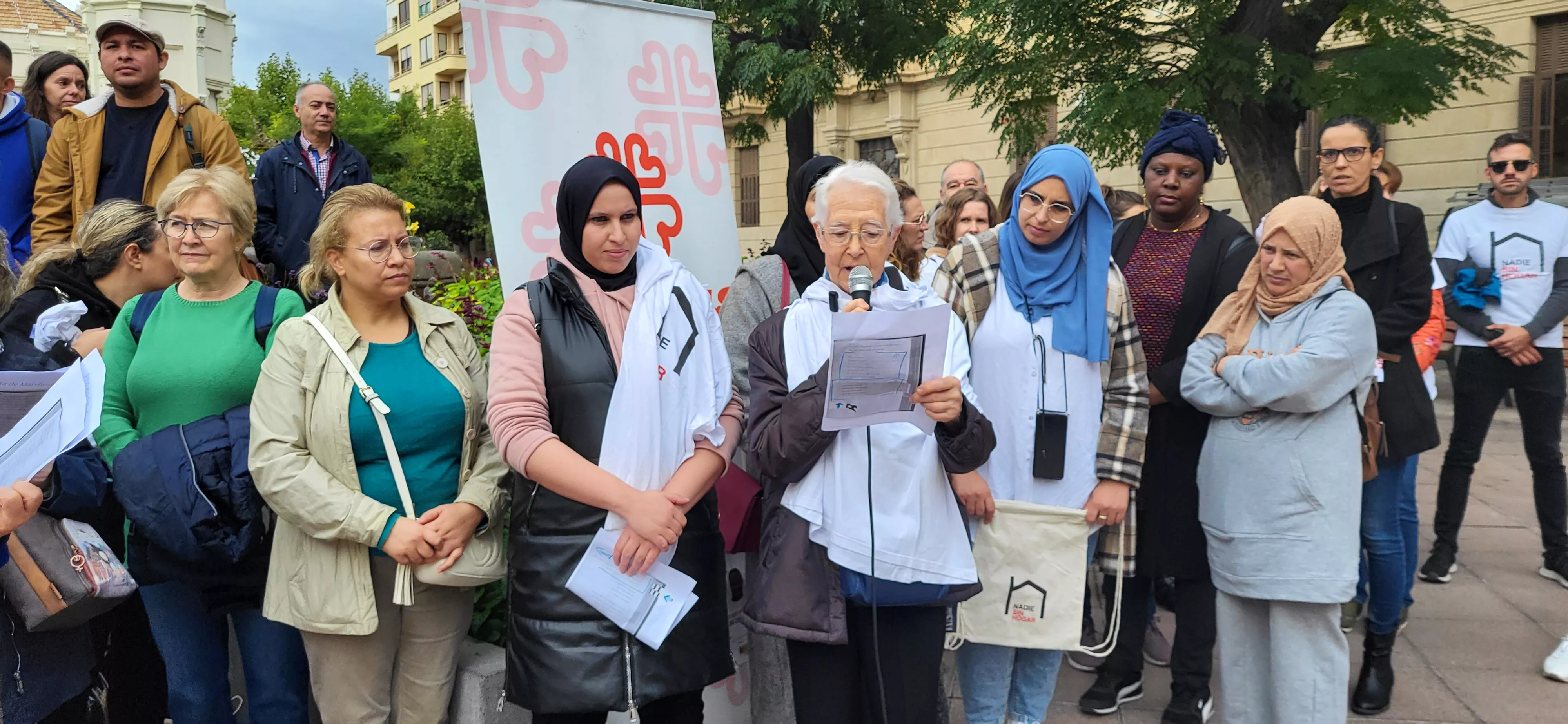 Acto celebrado por Cáritas en Huesca en el Día de las Personas sin Hogar. Foto Mercedes Manterola