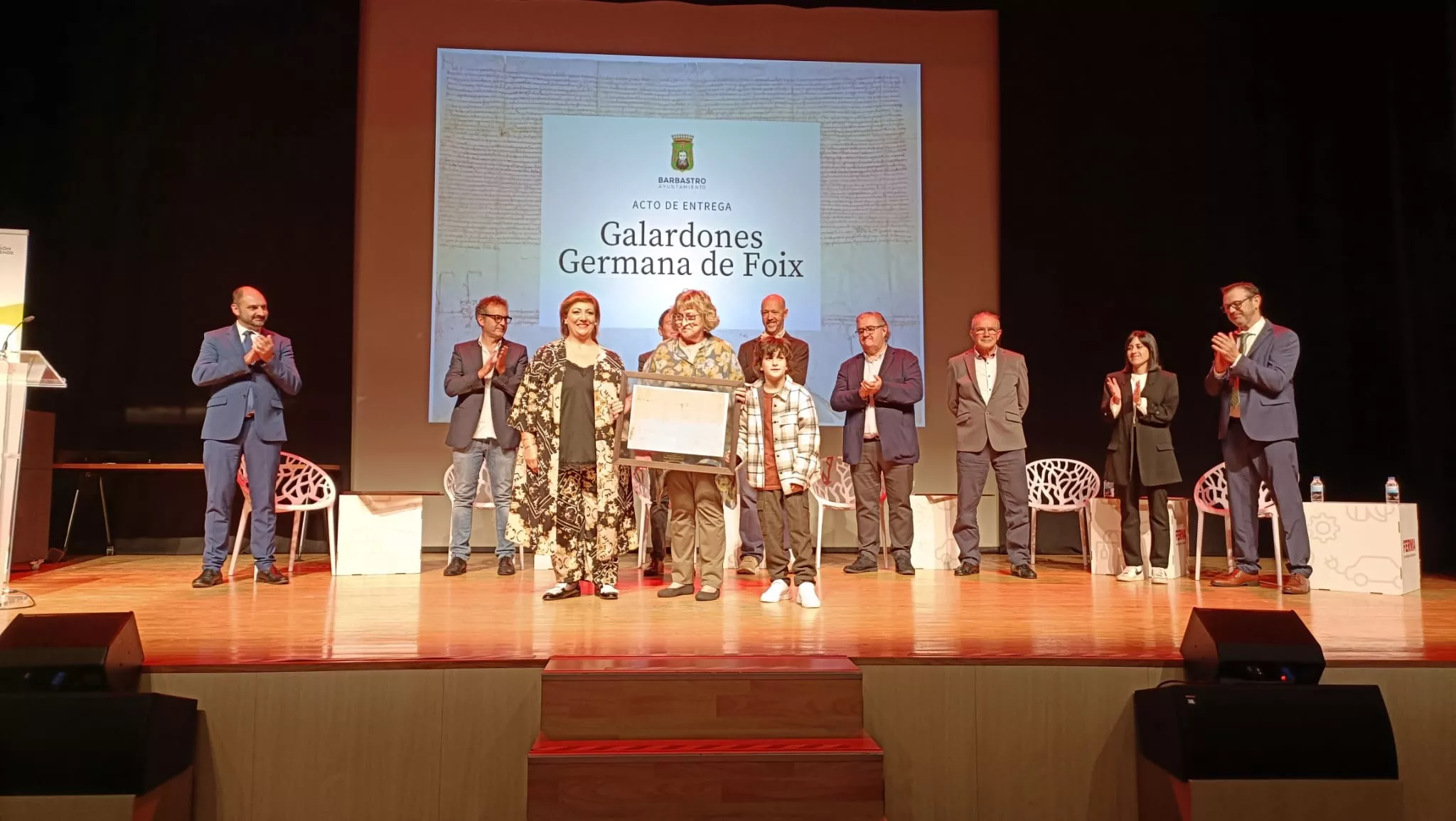 Entrega de los Galardones Germana de Foix. Josefina Irene Cortés. Foto Ayuntamiento de Barbastro