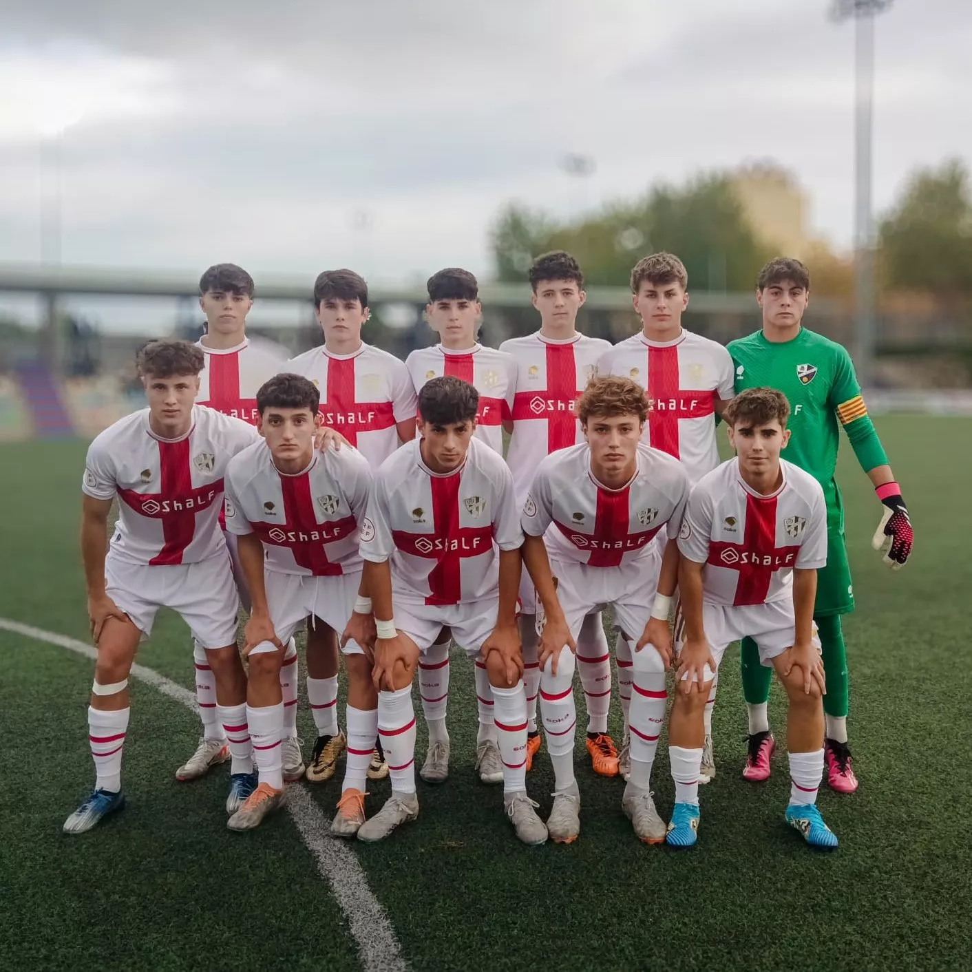 Once del Juvenil B del Huesca en su victoria ante el Oliver.
