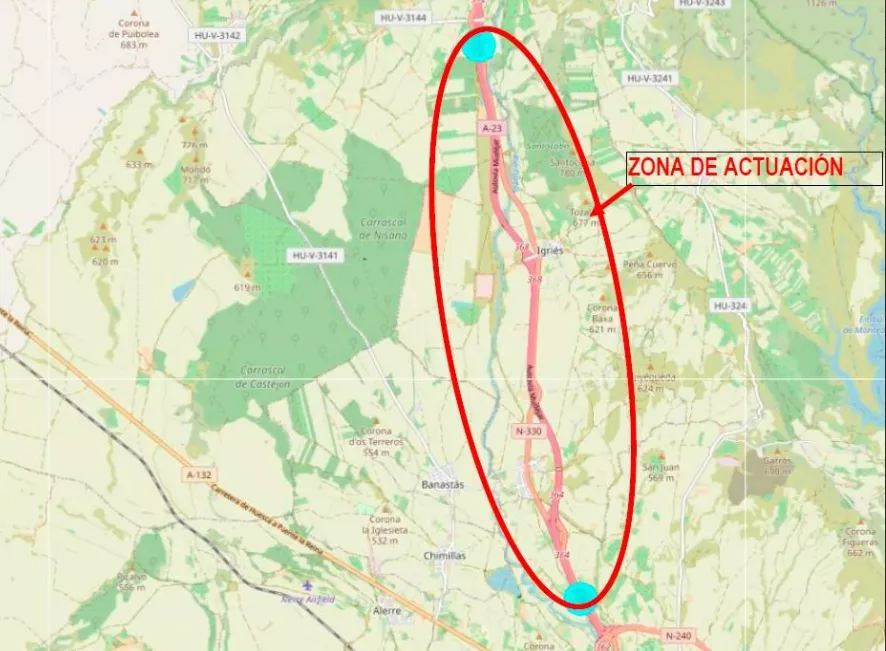 El Ministerio va a acometer la rehabilitación del firme de la A-23 desde Valdabra a Nueno.