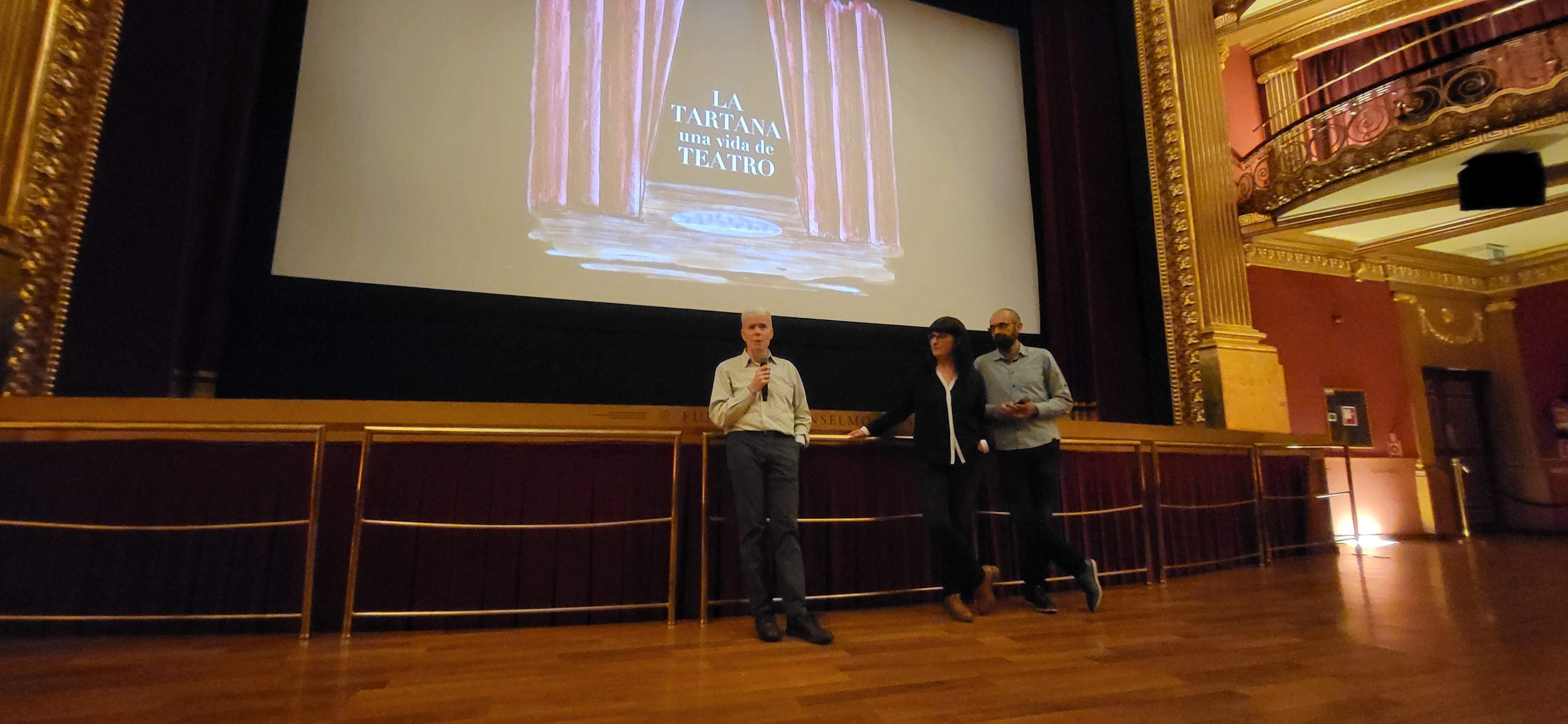 Estreno de La Tartana, una vida de teatro. Miguel Abós, Marta Javierre y Fernando Gatón.  Foto Myriam Martínez 