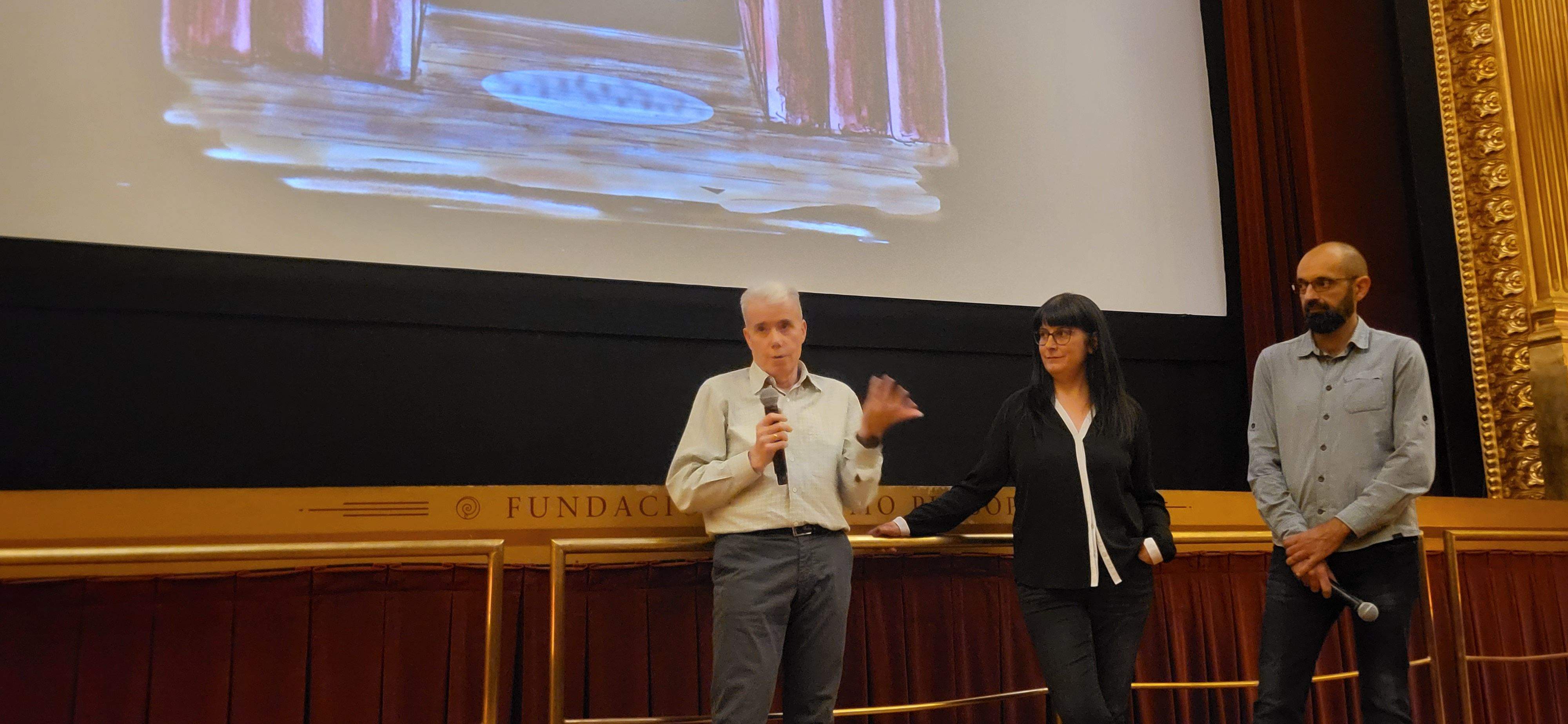 Estreno de La Tartana, una vida de teatro. Miguel Abós. Marta Javierre y Fernando Gatón.  Foto Myriam Martínez 