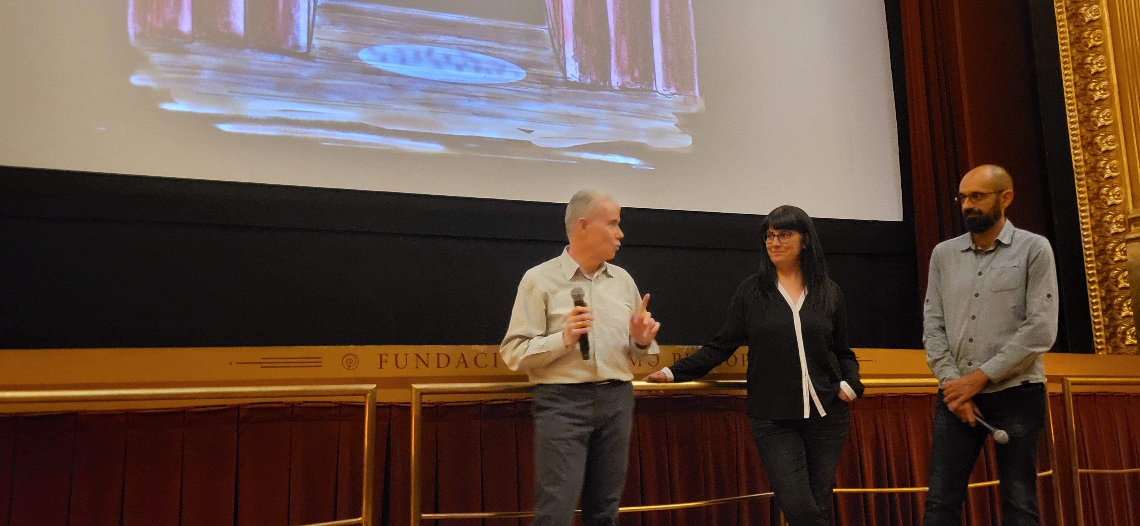 Estreno de La Tartana, una vida de teatro. Miguel Abós. Marta Javierre y Fernando Gatón.  Foto Myriam Martínez 