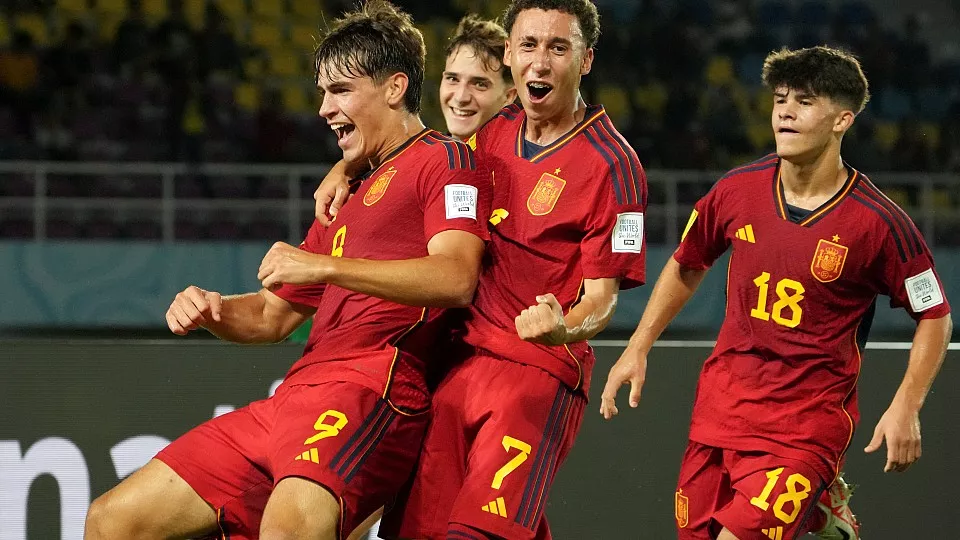 Los jugadores de la selección española celebran uno de los goles ante Canadá. Roberto Martín jugó en la segunda mitad. Foto: RFEF