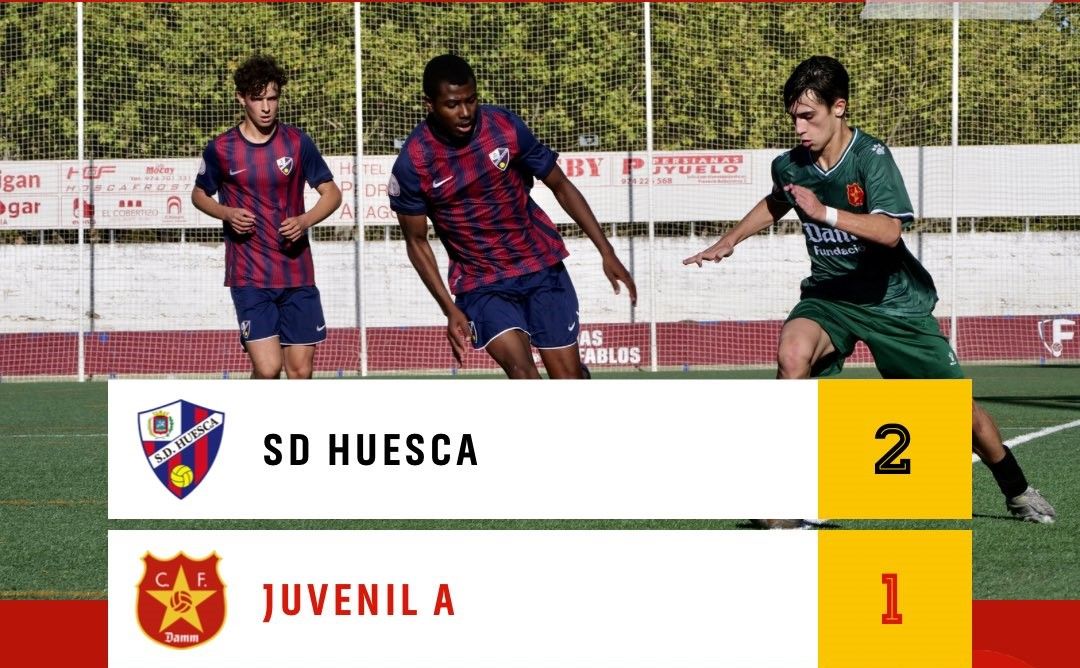 El Huesca supera a la Damm. Foto: Twitter @CFDamm