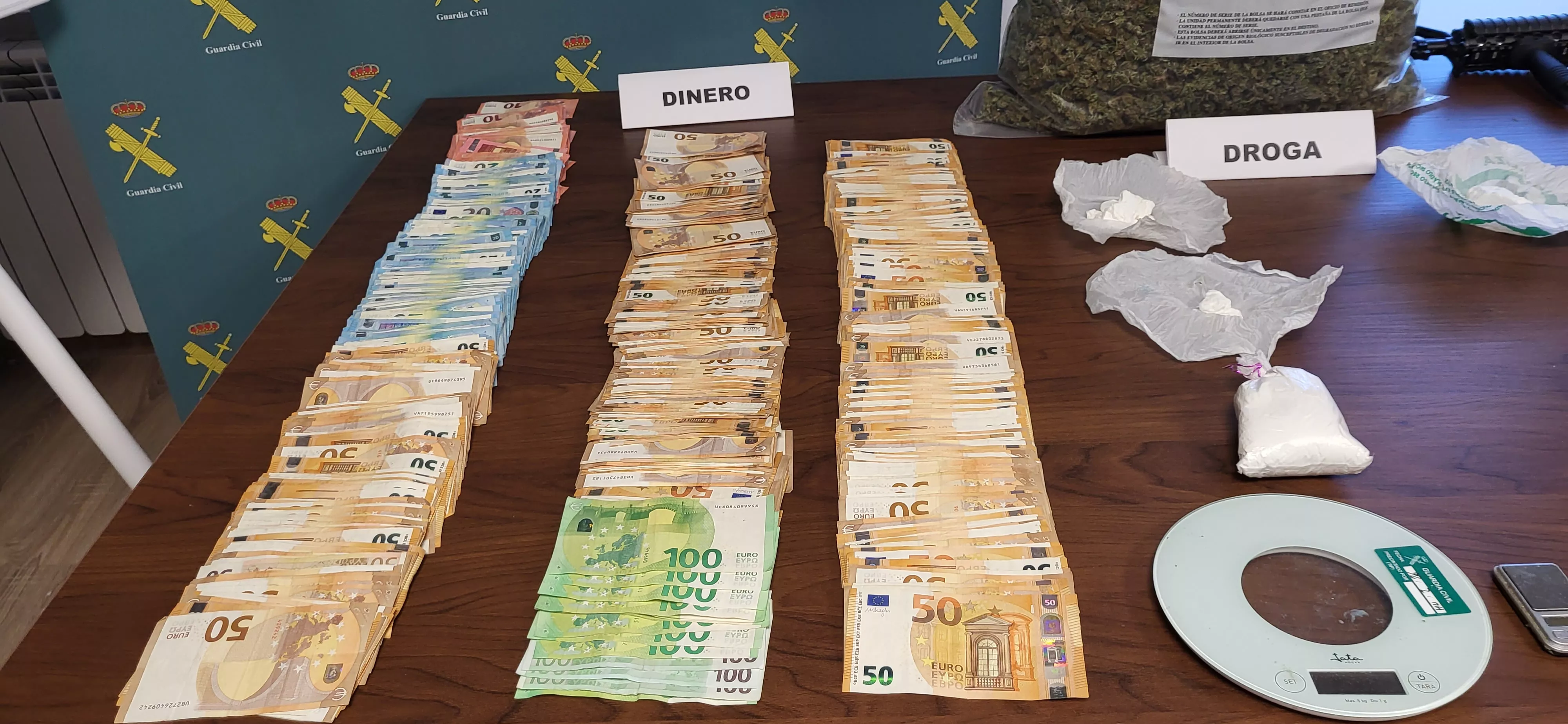 Dinero incautado por los agentes del Equipo de Delincuencia Organizada y Antidroga de Huesca.