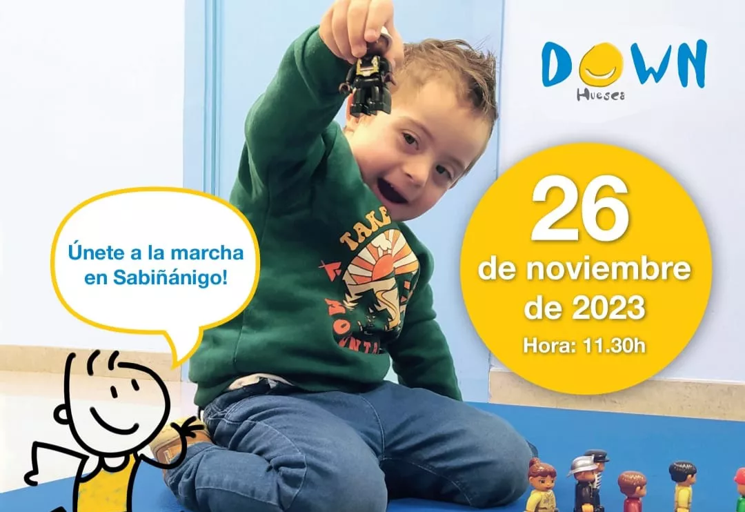 Cartel de la Primera Marcha Solidaria por la Asociación Down Huesca.