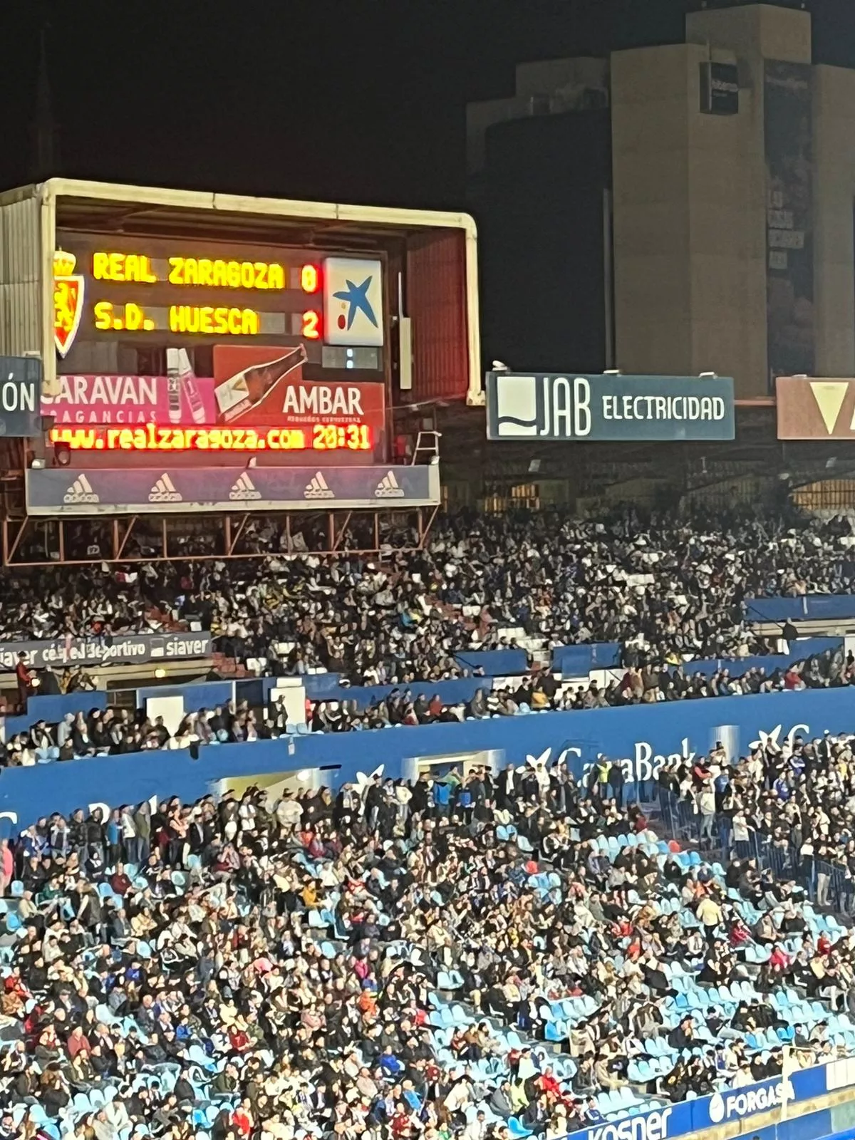 Marcador final del Zaragoza Huesca, ¿a que mola?