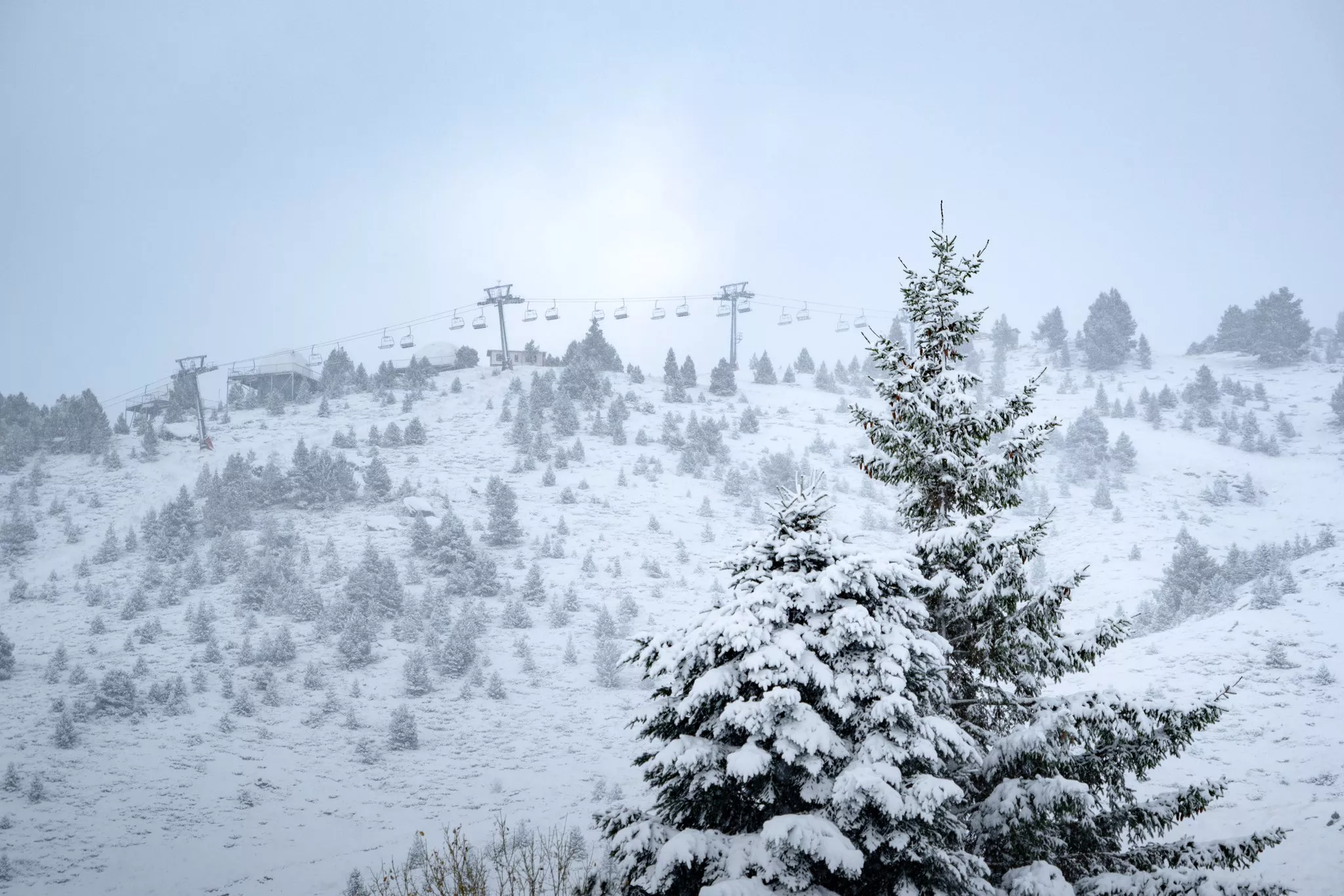 Formigal este martes tras la entrada del frente frío en la provincia de Huesca.