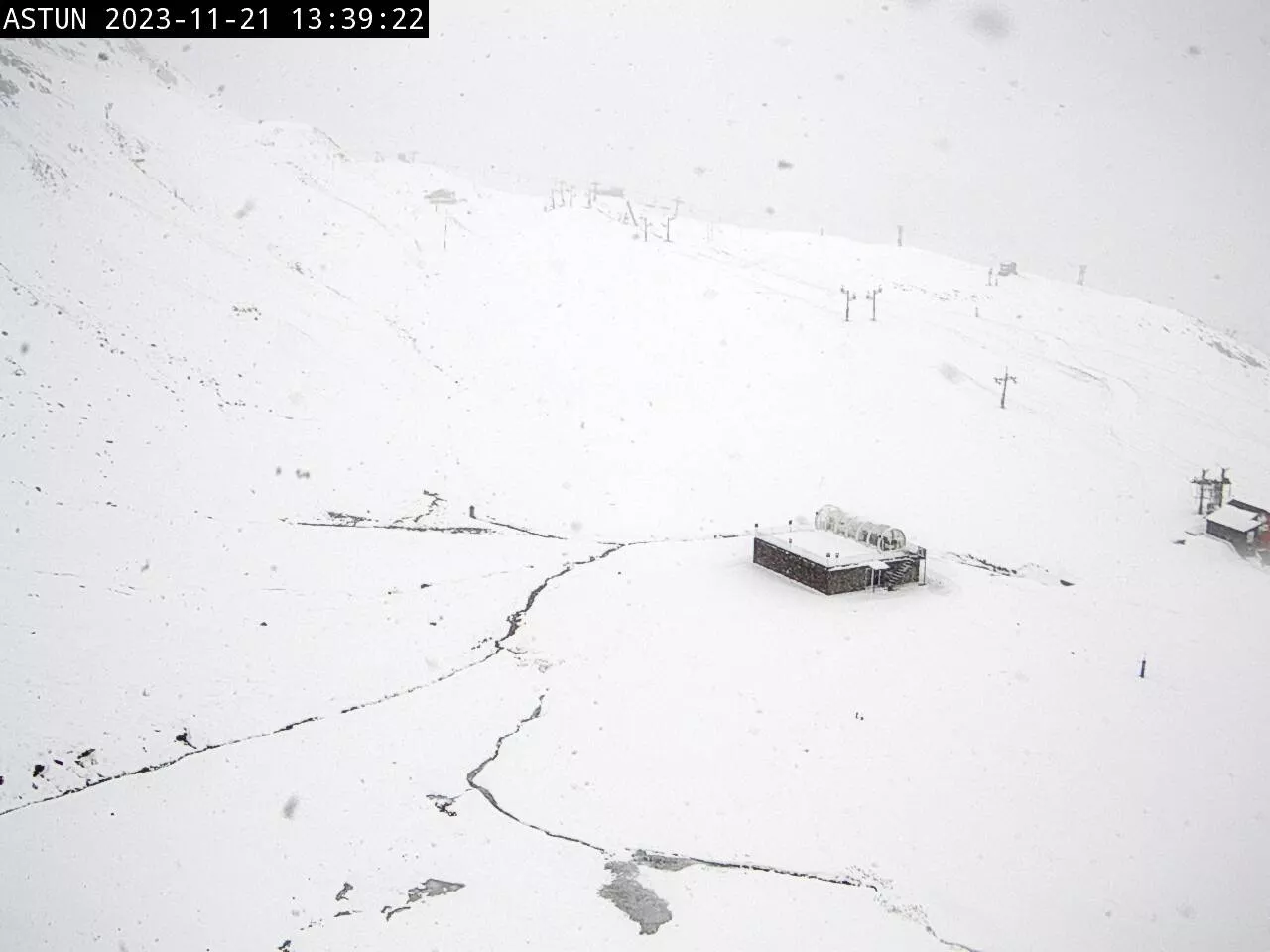 Astún este martes tras la entrada del frente frío en la provincia de Huesca.