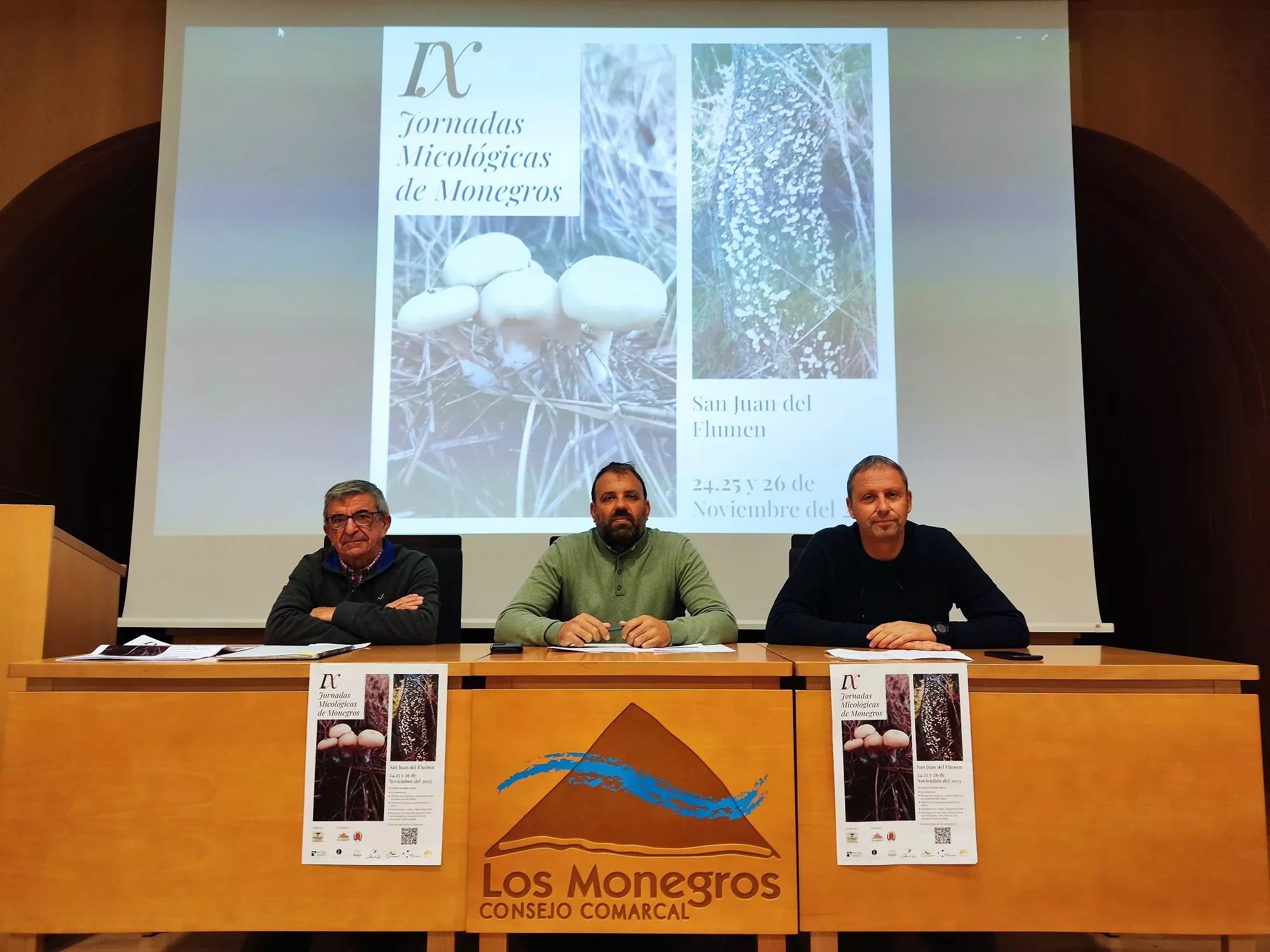 Presentación de las Jornadas Micológicas de Monegros con Fantova, Loscertales y Escalzo.