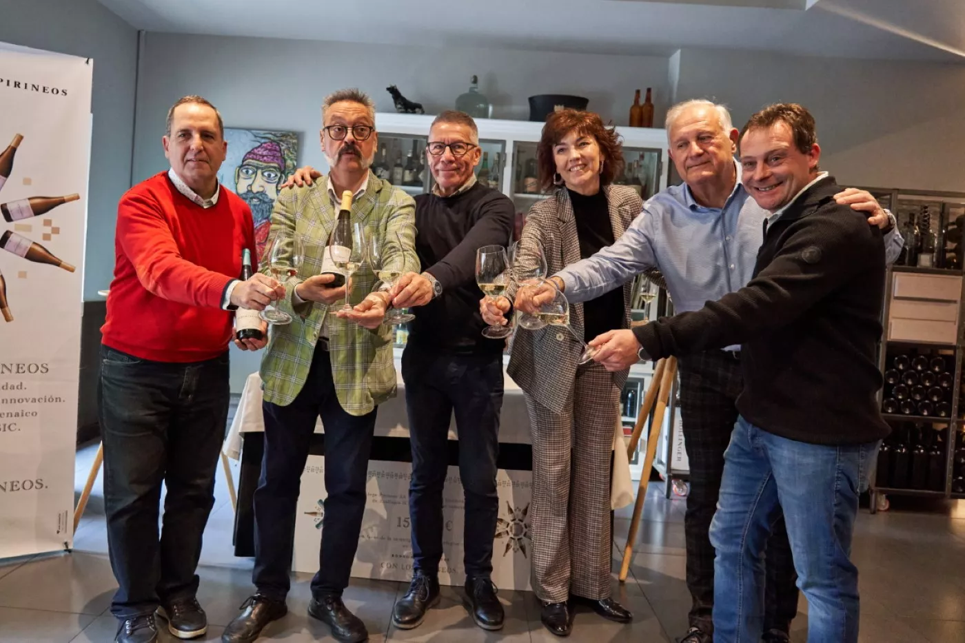 Foto de familia de la presentación de los Pirineos Chardonnay y Gewürztraminer