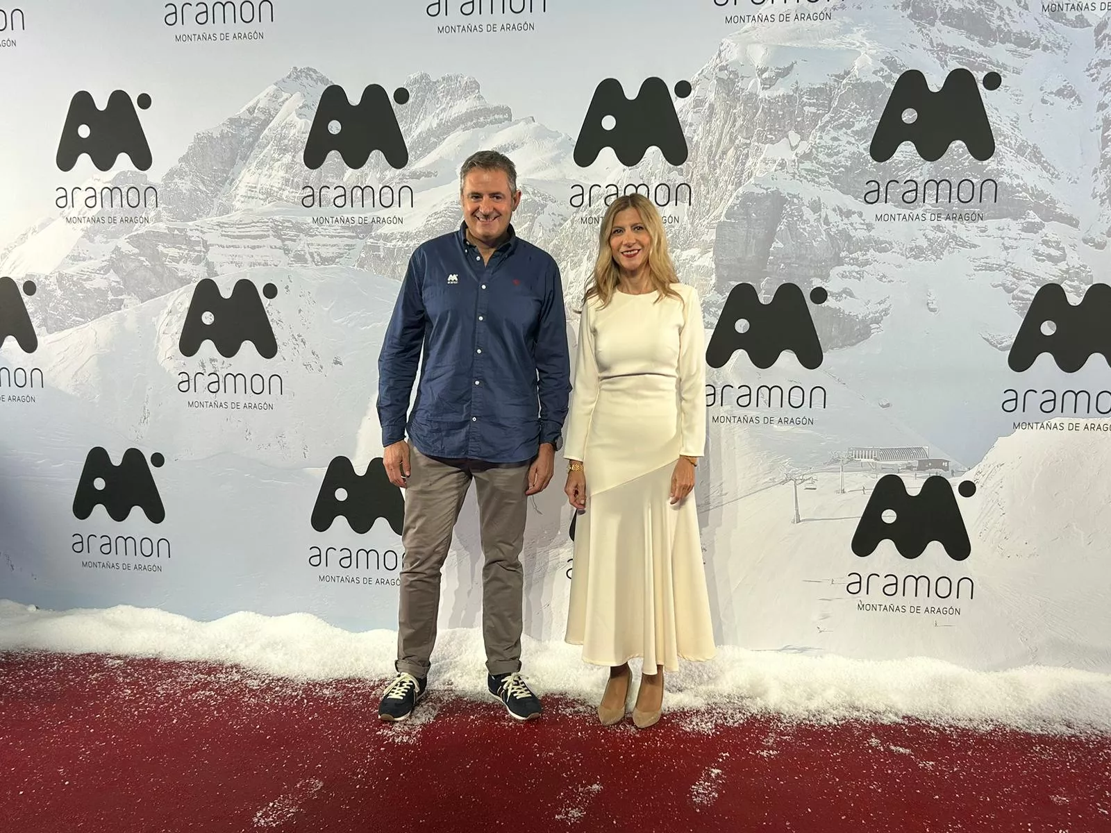 Antonio Gericó y Mar Vaquero en la presentación de la campaña de Aramón en Madrid.