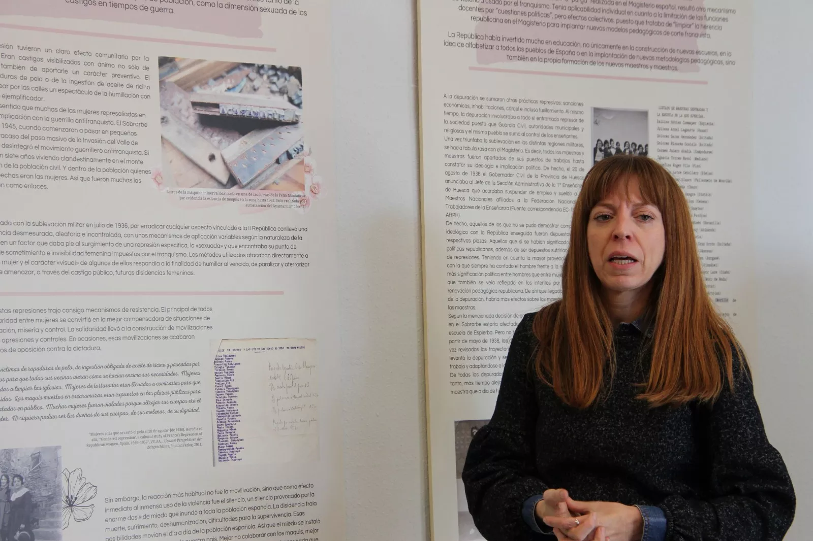 Sescún Marías en la exposición “Vigiladas, mecanismos de control femenino en los pueblos del franquismo”. Foto Carlos Neofato