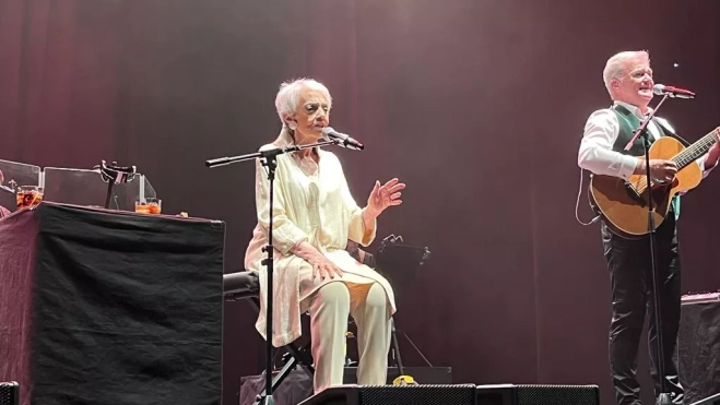 Amaya durante el concierto de El Consorcio en el Palacio de Congresos de Huesca, Foto: Mercedes Manterola