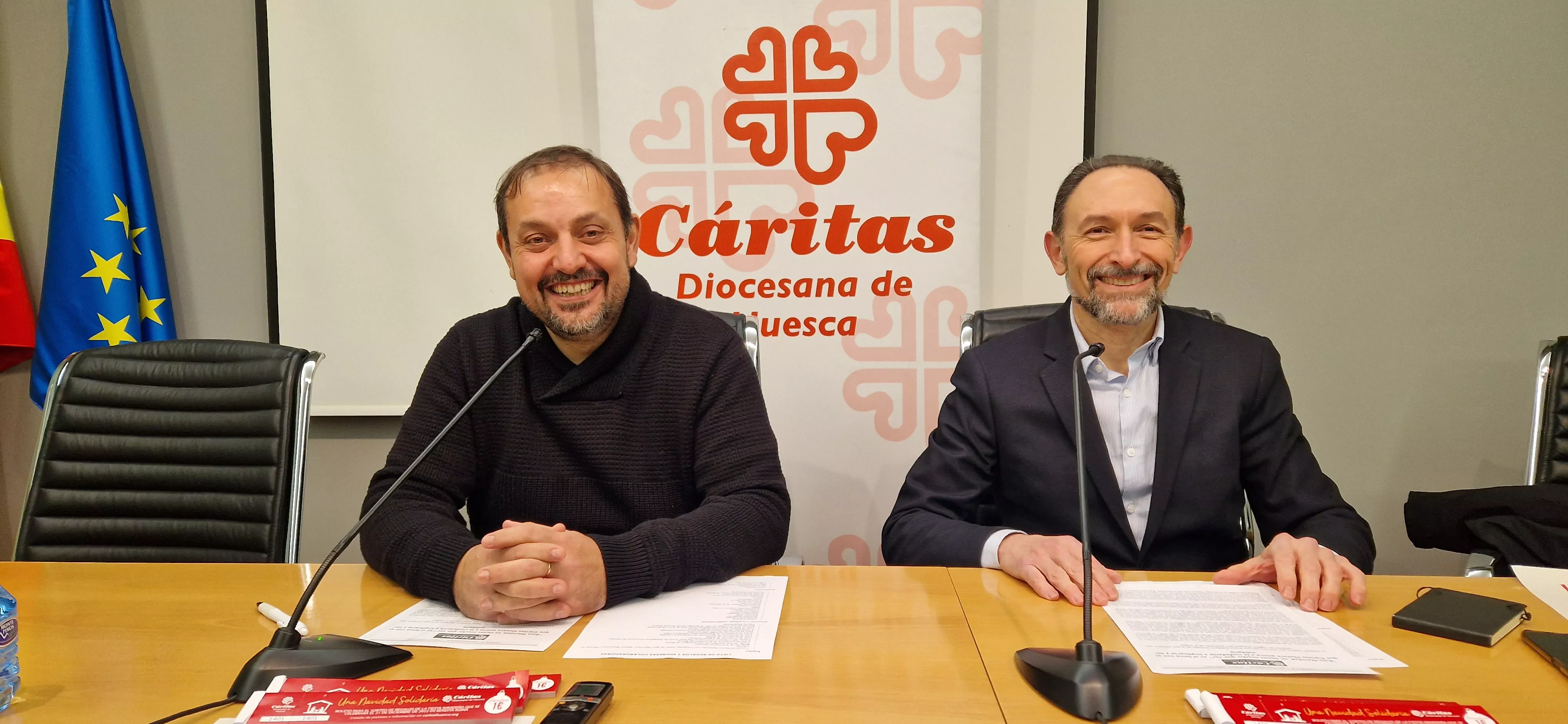 Jaime Esparrach y Felipe Munuera han presentado el festival navideño de Cáritas. Foto Myriam Martínez