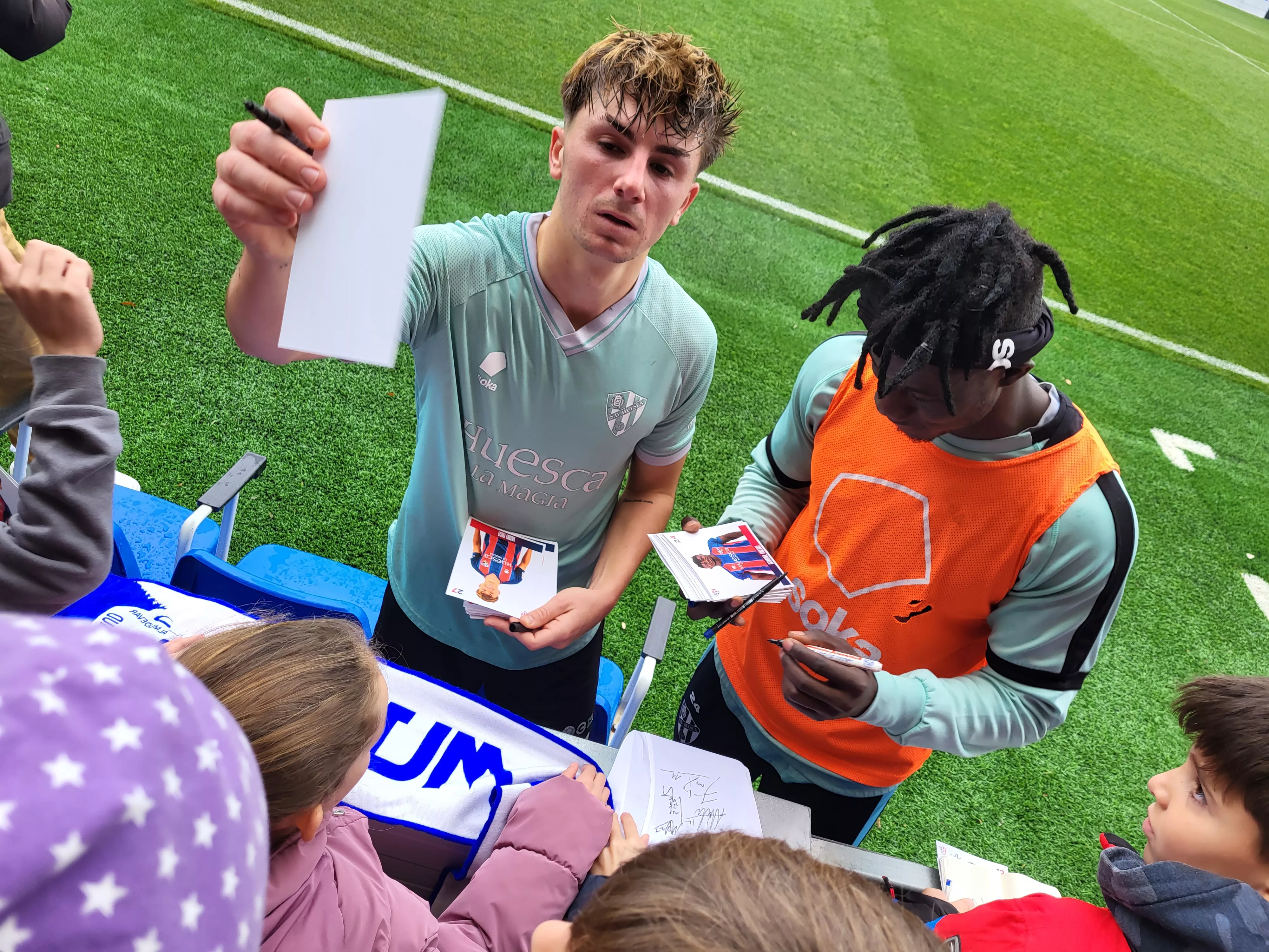 Entrenamiento del Huesca a puerta abierta de este miércoles. Foto: A. Mora