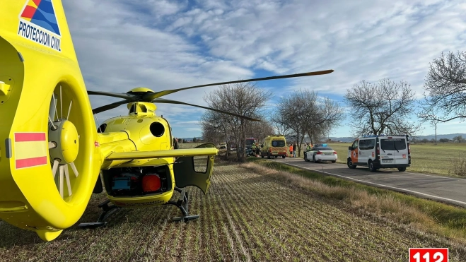 La accidentada ha sido trasladada en el helicóptero del 112.