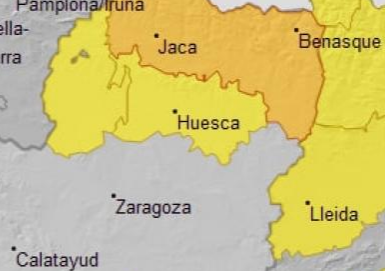 Avisos por tormentas con granizo y lluvia en el Pirineo y centro de Huesca