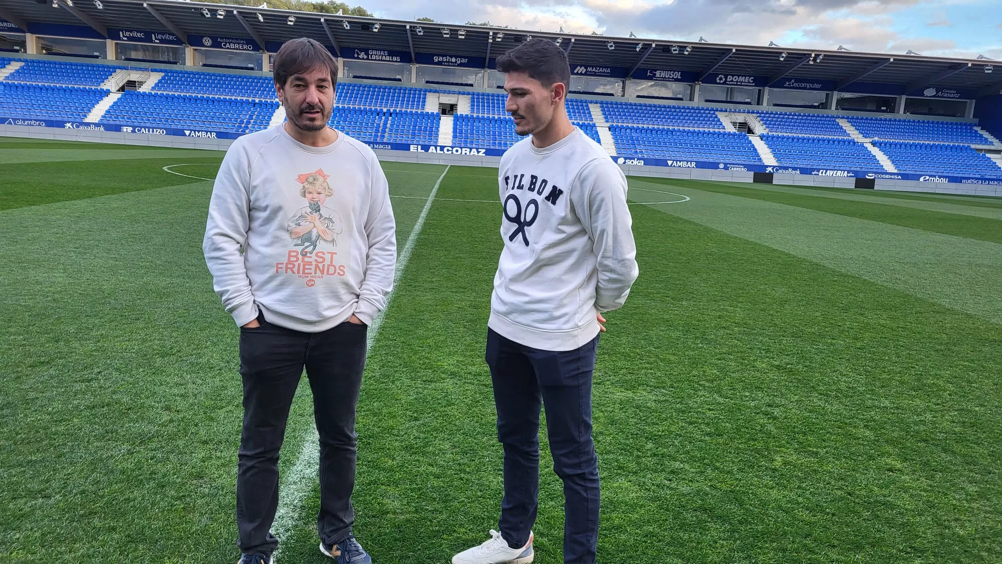 Sergio Martínez y Miguel Loureiro. Inicio de la campaña "¡Huesca: sí se puede!". Foto J.G.A.