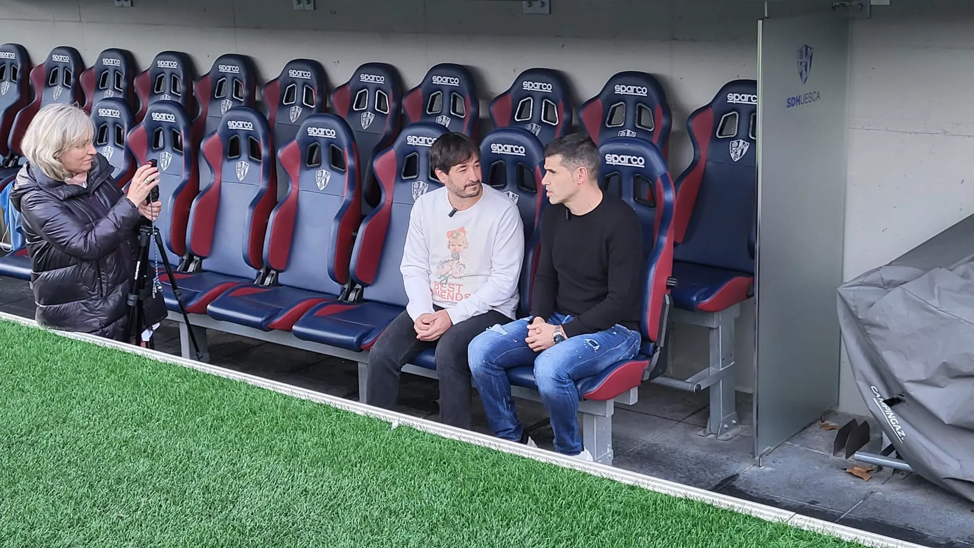 Sergio Martínez y Antonio Hidalgo. Inicio de la campaña "¡Huesca: sí se puede!". Foto J.G.A.