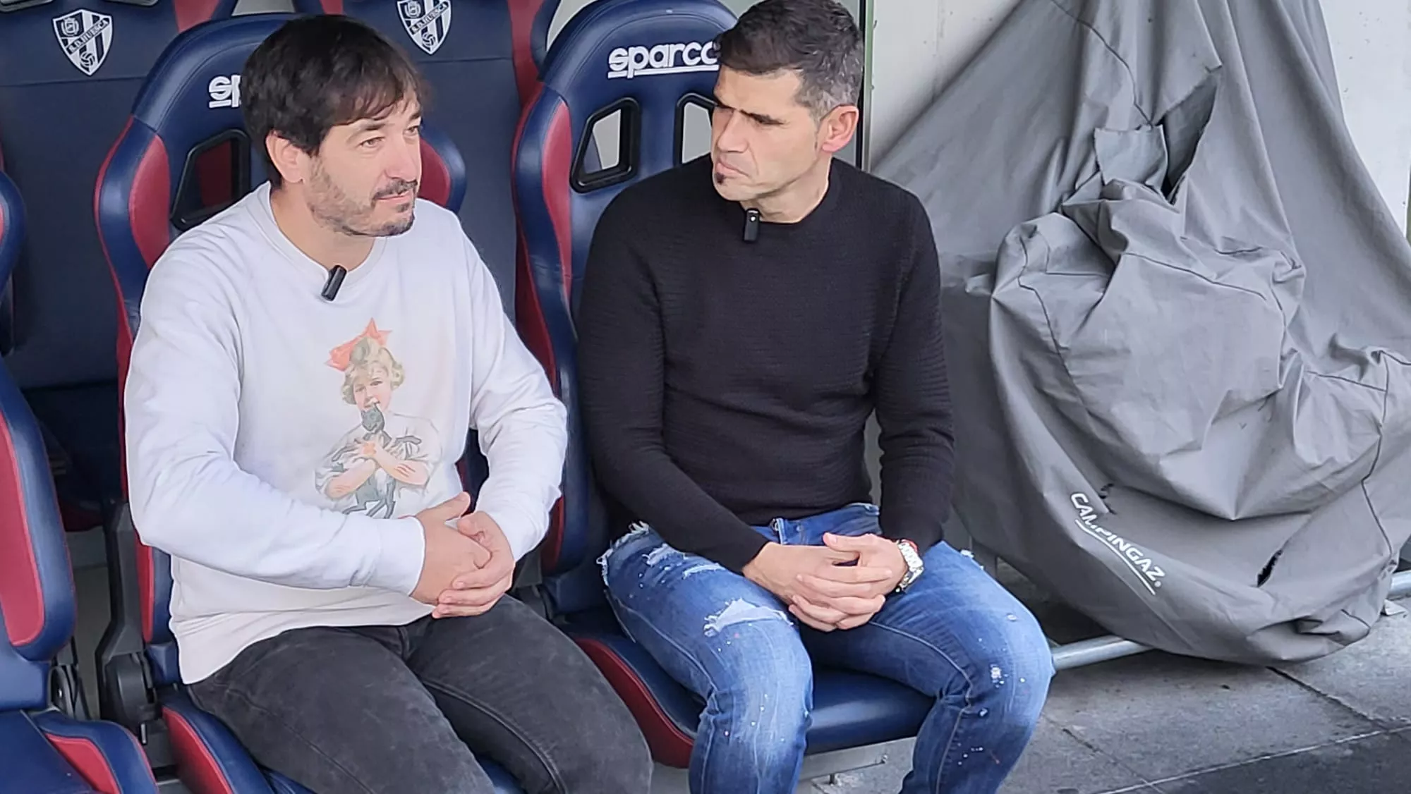 Sergio Martínez y Antonio Hidalgo. Inicio de la campaña "¡Huesca: sí se puede!". Foto J.G.A.