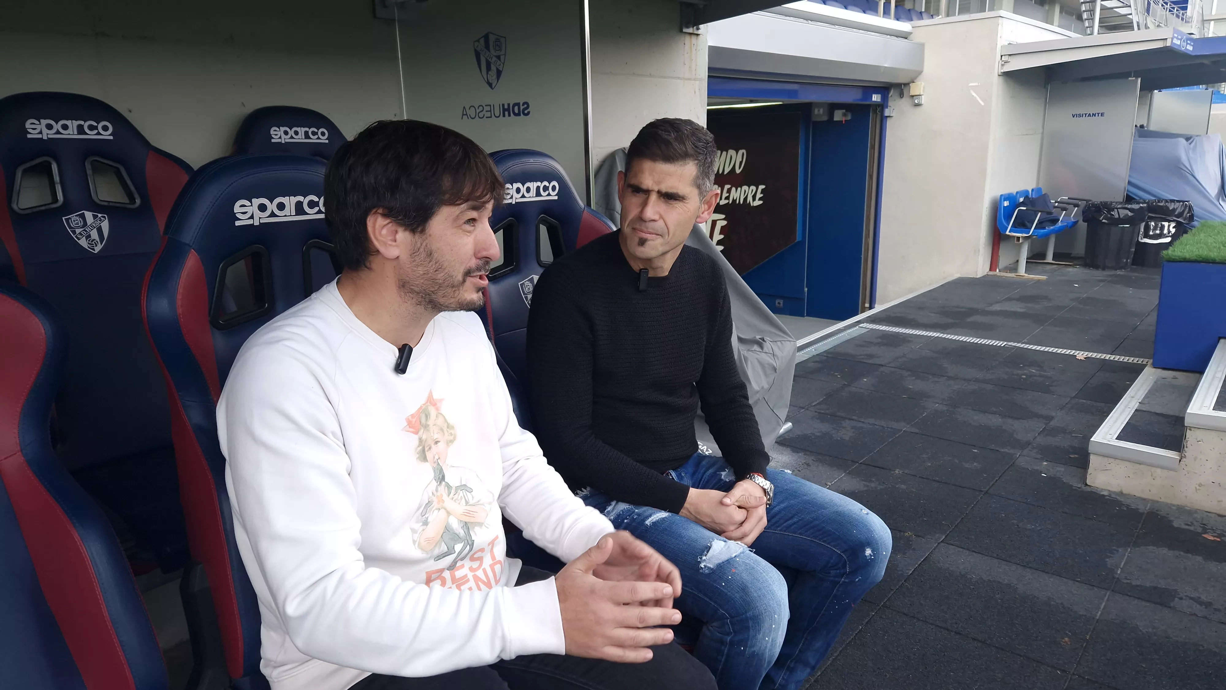 Sergio Martínez y Antonio Hidalgo. Inicio de la campaña "¡Huesca: sí se puede!". Foto Myriam Martínez