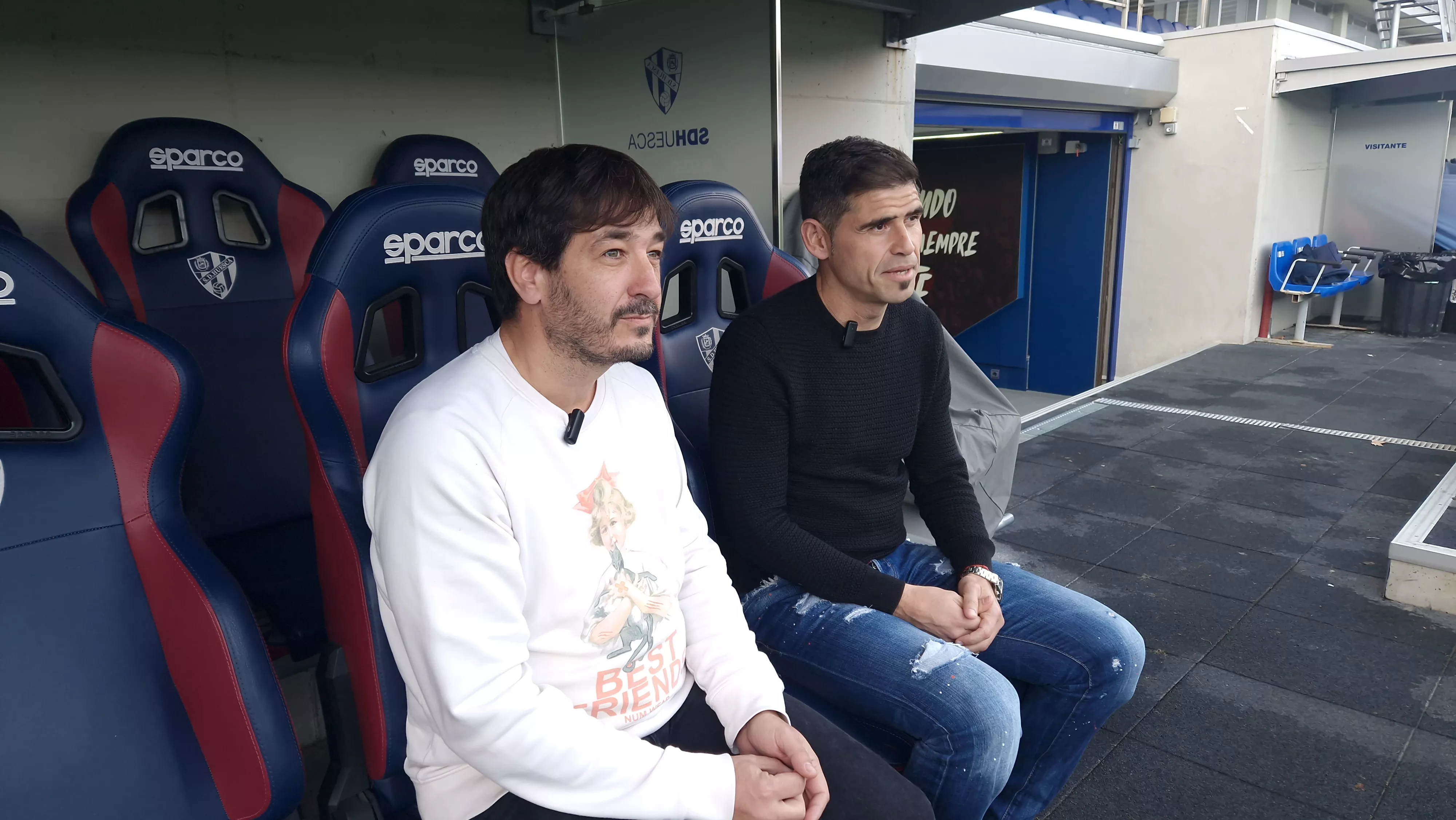 Sergio Martínez y Antonio Hidalgo. Inicio de la campaña "¡Huesca: sí se puede!". Foto Myriam Martínez