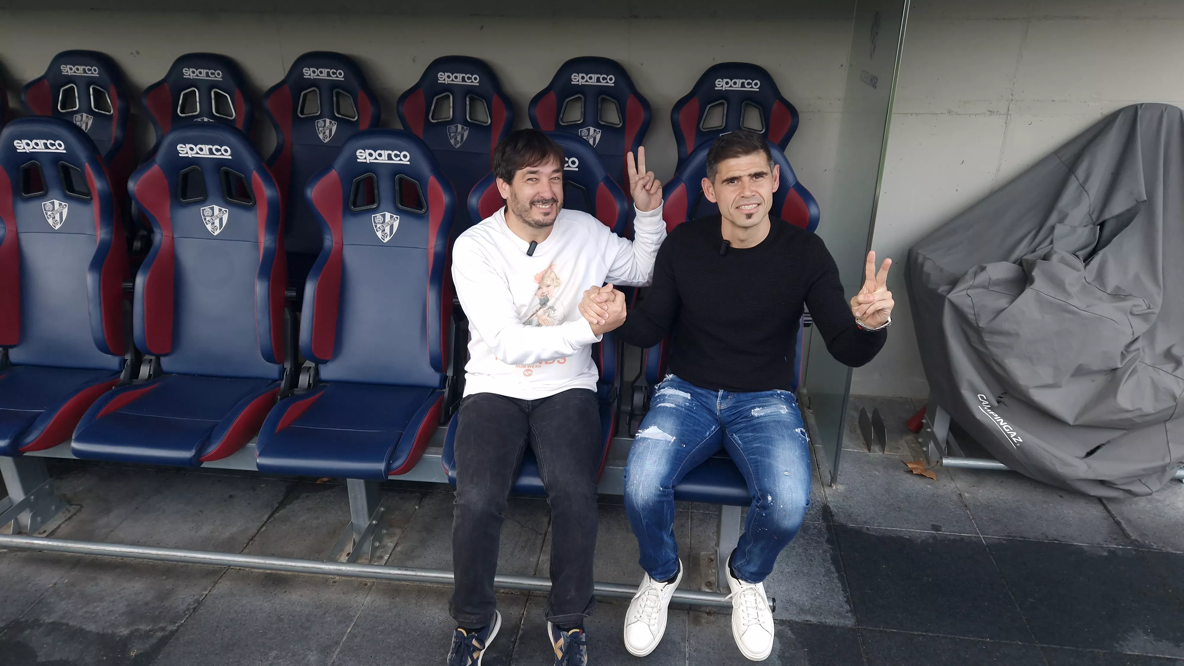 Sergio Martínez y Antonio Hidalgo. Inicio de la campaña "¡Huesca: sí se puede!". Foto Myriam Martínez