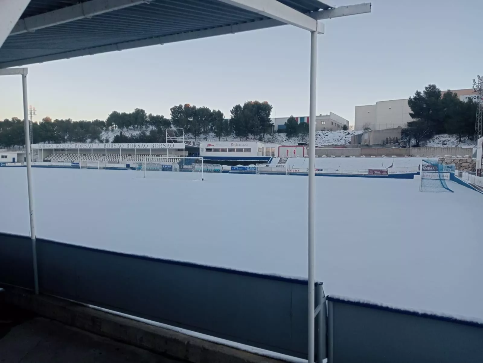 Campo del Borja donde tenía que disputarse el partido del Almudévar.