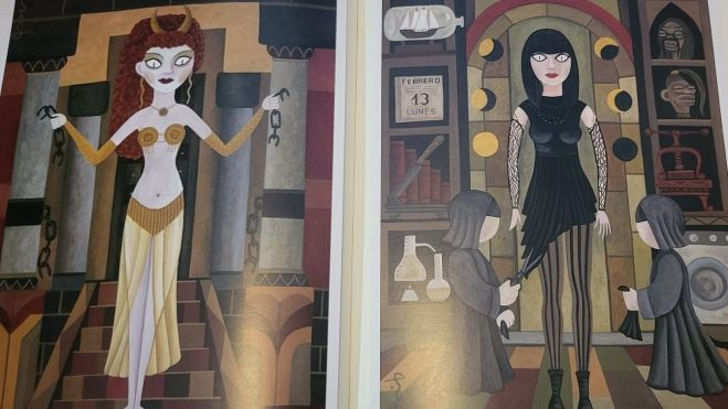 Dos ilustraciones de David Vela que aparecen en el libro.