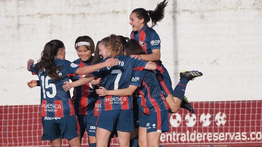 Alegría del Huesca con su victoria. Foto: SD Huesca