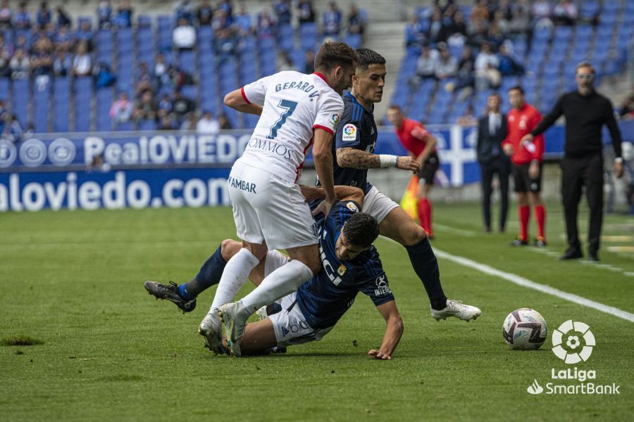 Imágenes del partido entre el Oviedo y el  Huesca. Foto La Liga