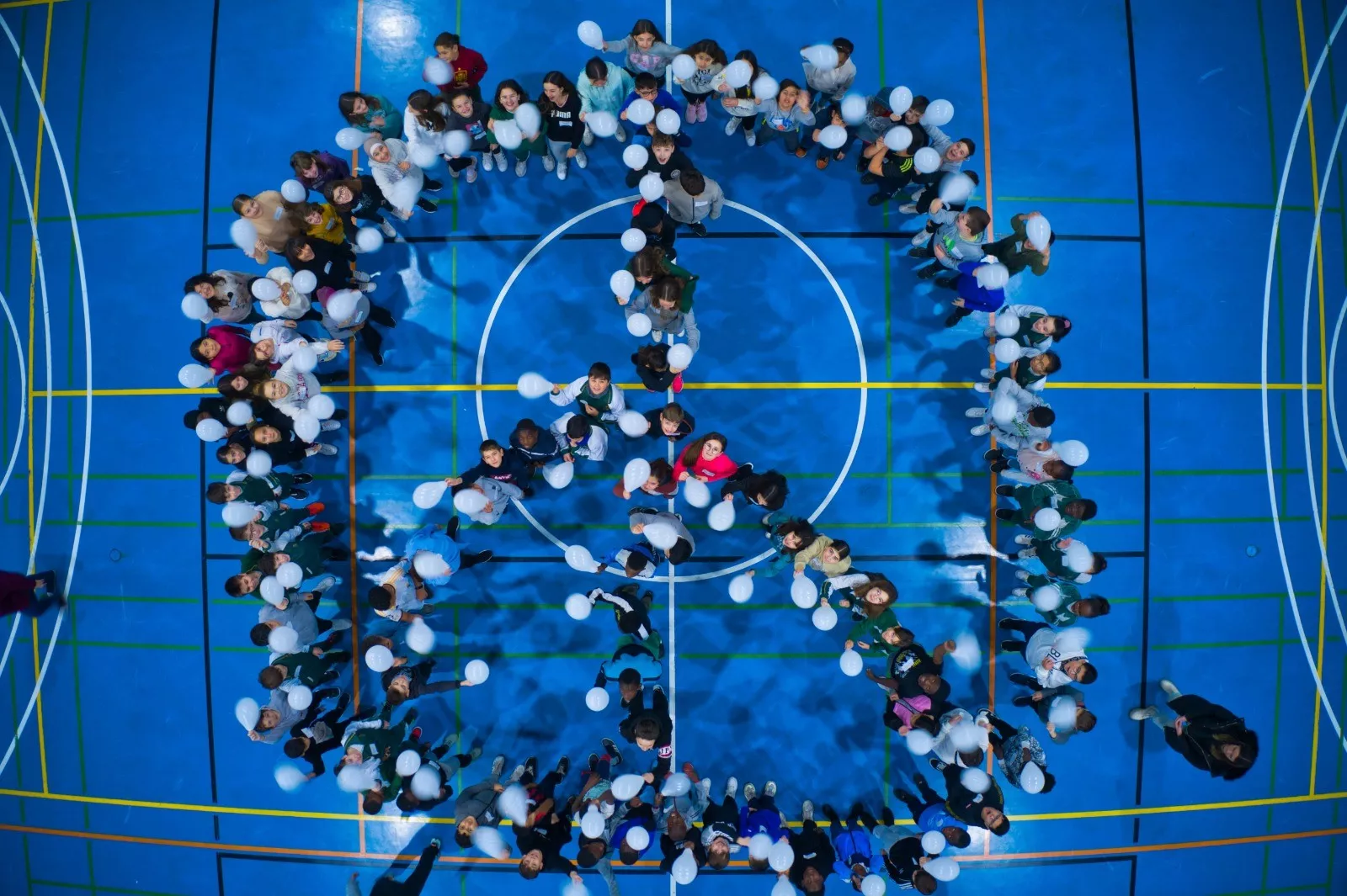El Día de la Paz en Binéfar a vista de dron