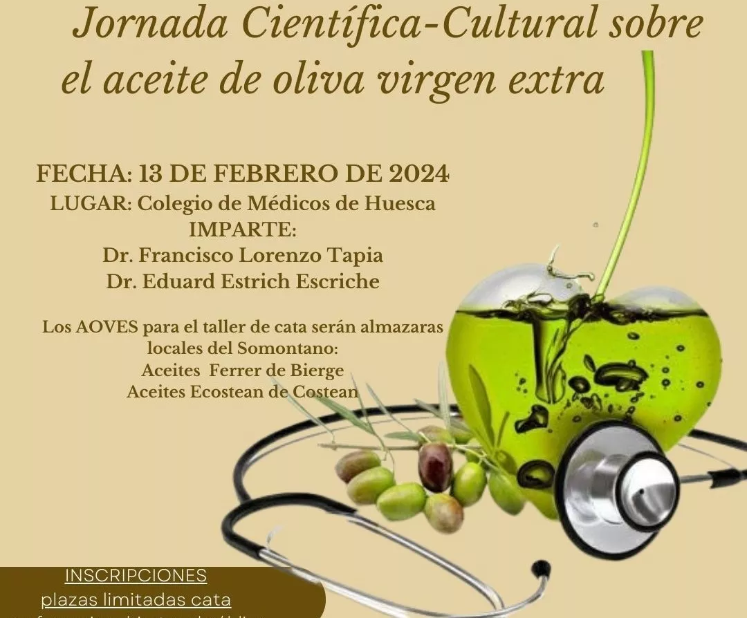 Cartel de la jornada científico cultural del aceite de Oliva en el Colegio de Médicos