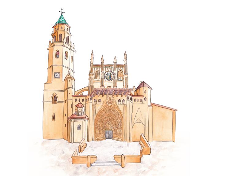Una de las ilustraciones sobre la Catedral de Huesca que forman parte del vídeo didáctico
