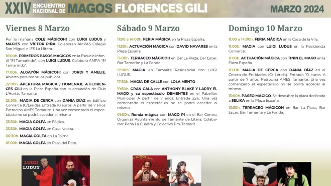 Programación del Encuentro Nacional de Magos Florences Gili 2024.