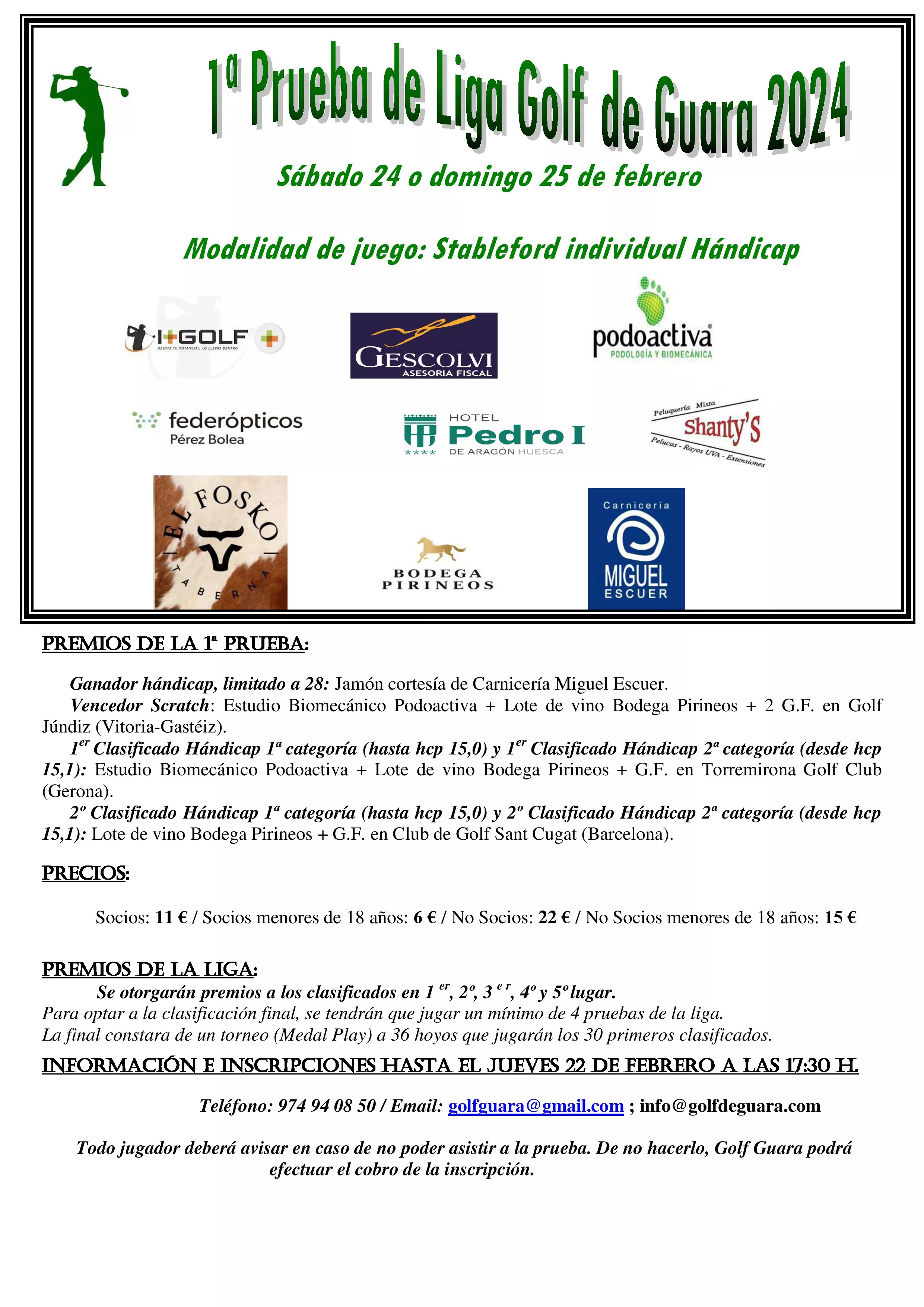 Cartel del comienzo de la Liga Golf de Guara.